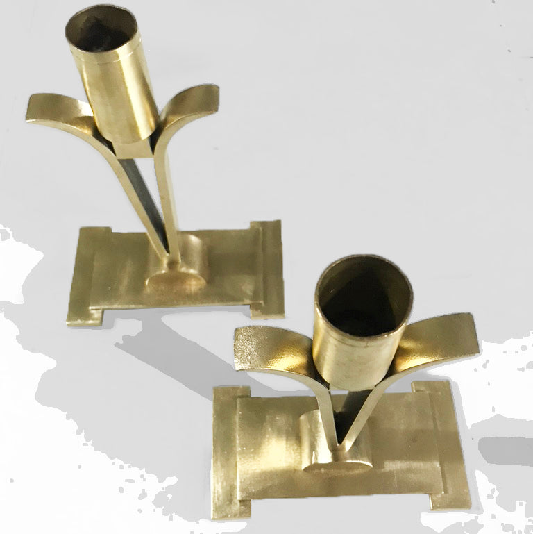 Castiçal antigo - Art Déco em latão dourado 
