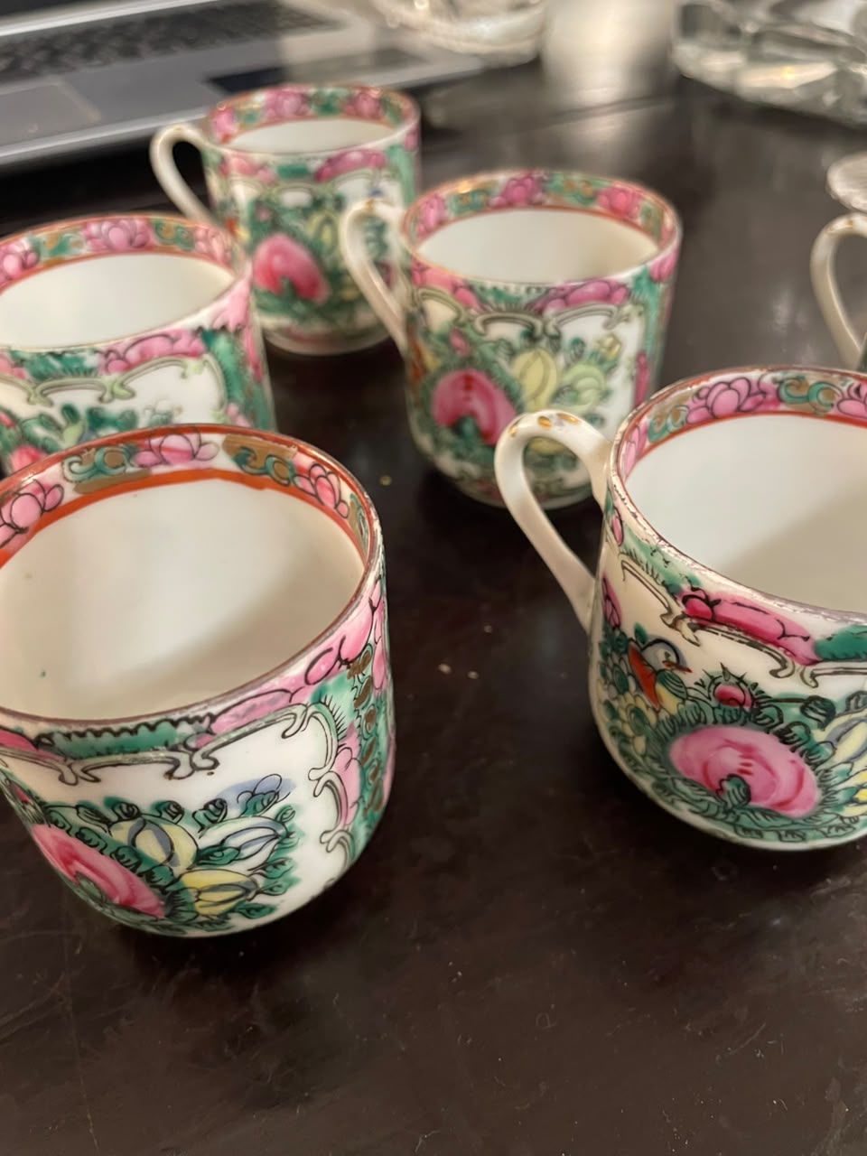 6 xícaras para café em porcelana chinesa Família Rosa