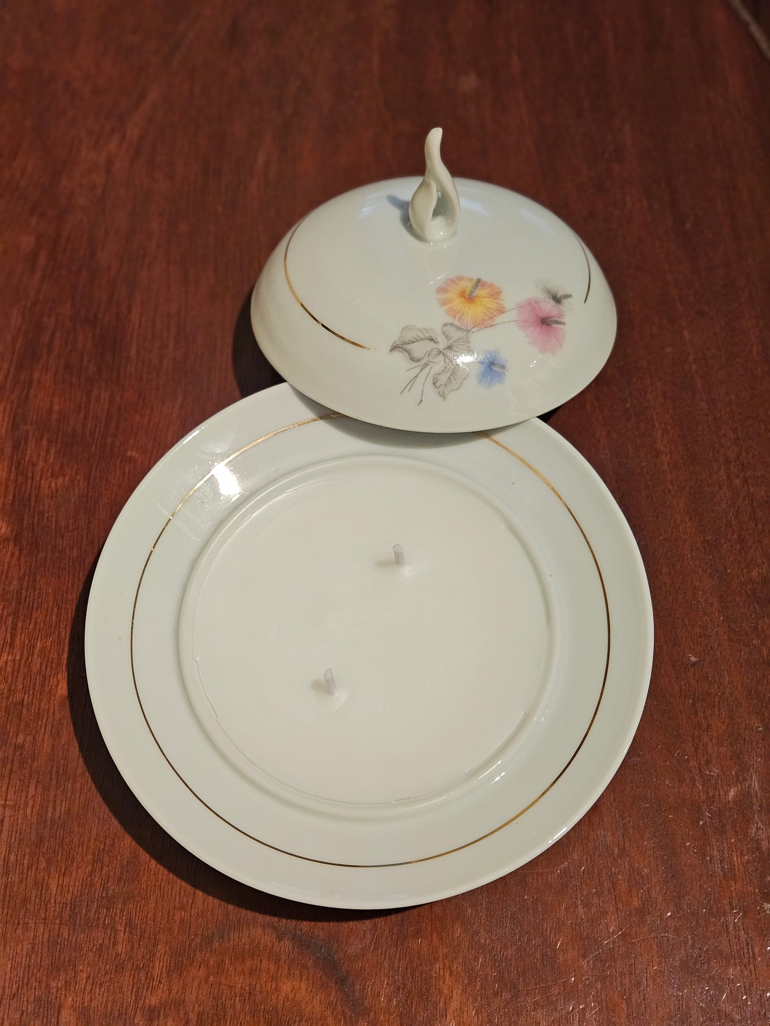 Vela Decorativa em Manteigueira Antiga Porcelana Real (Neutra)