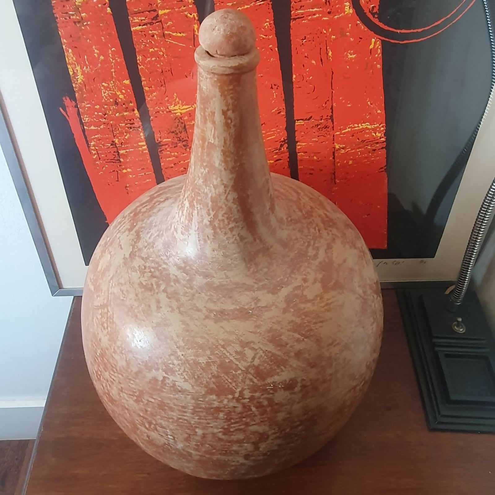 Grande moringa decorativa em cerâmica rústica