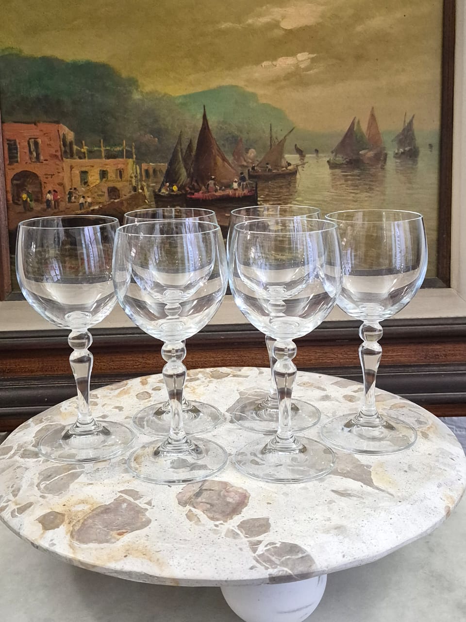 Conjunto de 6 taças de vinho em cristal de chumbo fino vintage. Perfeitas condições!