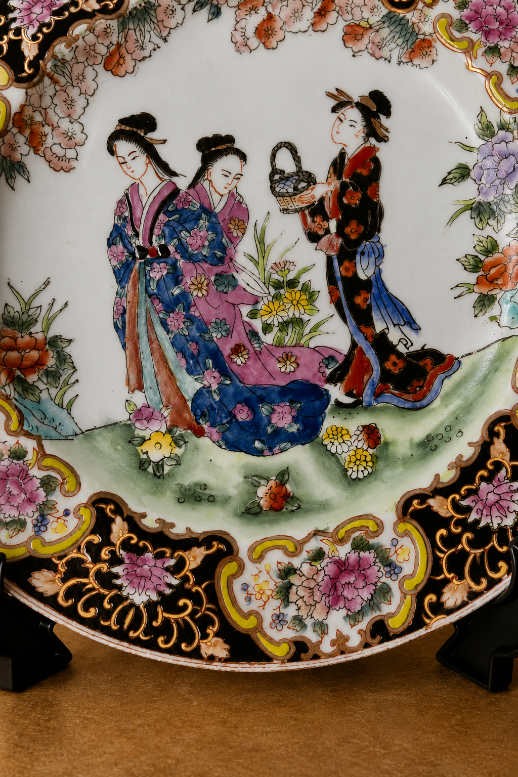 Prato decorativo oriental pintado à mão (DMCPS_280)