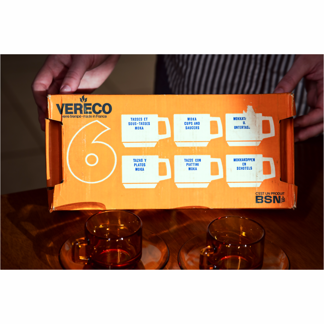 Conjunto 06 Xícaras - Vereco France - Caixa Original - Anos 60/70