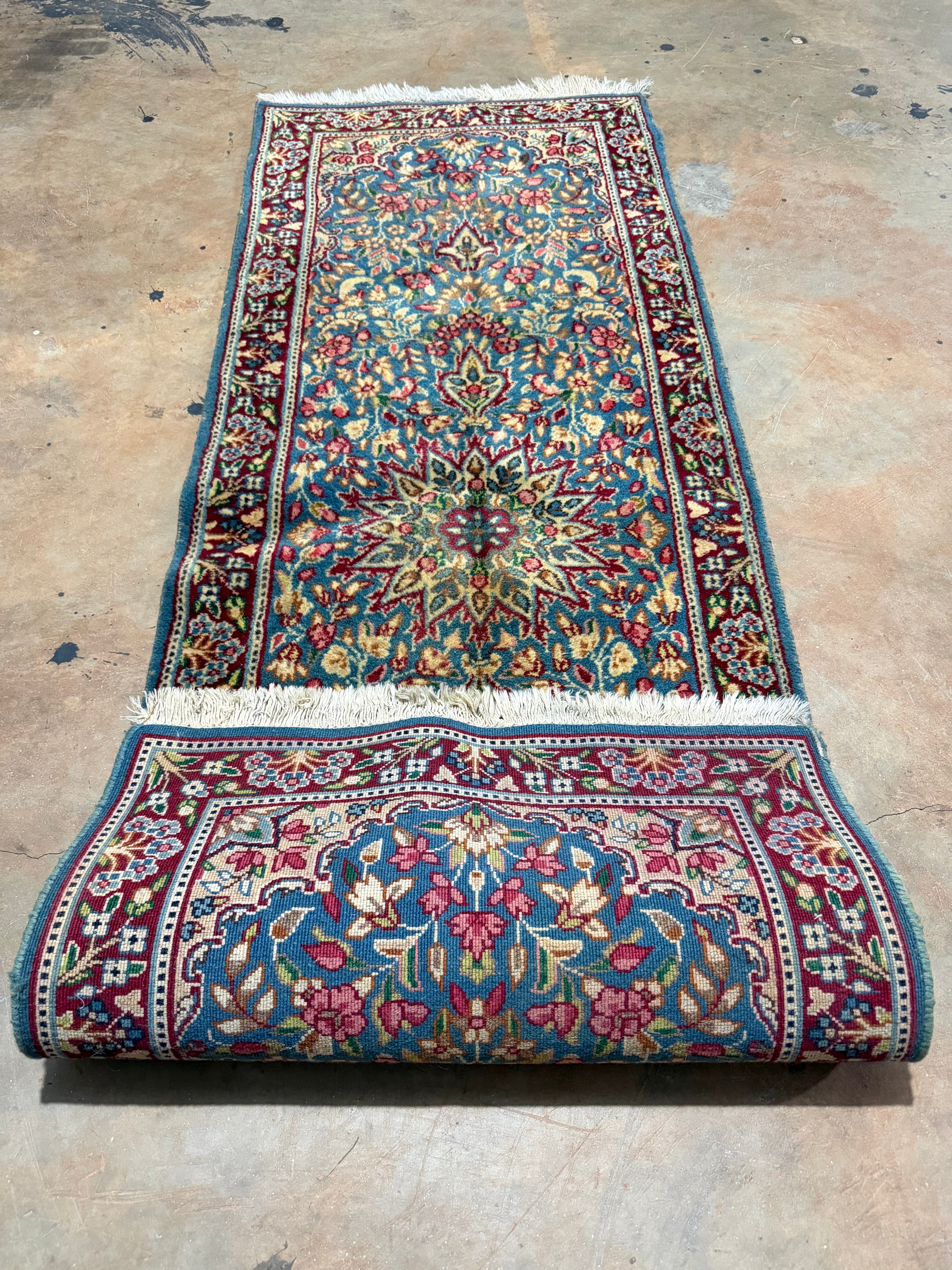 legítima passadeira kirman flower persa 1,79 x 0,63m