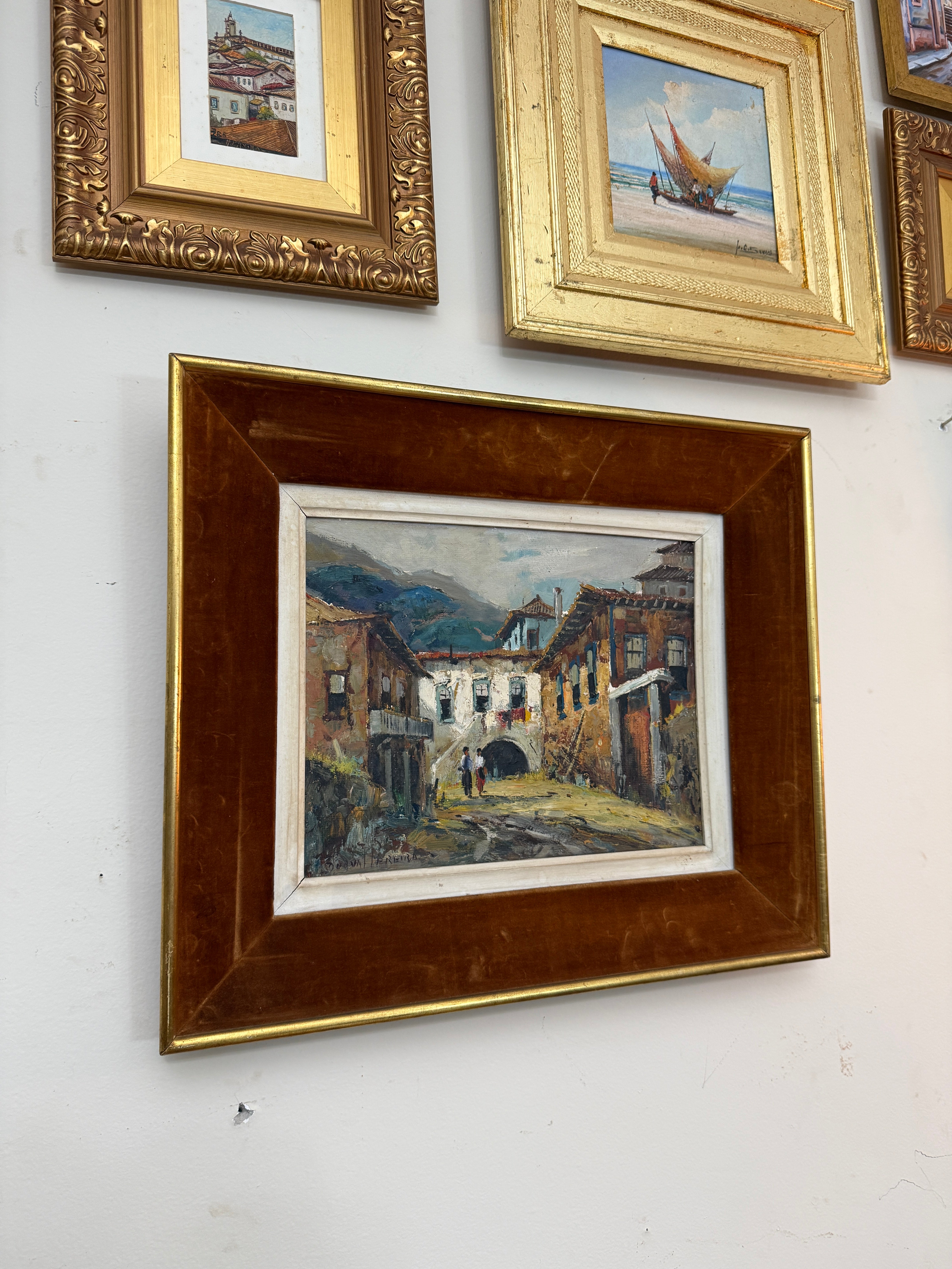 Belíssimo Quadro do renomado pintor Durval Pereira retratando vila de casas