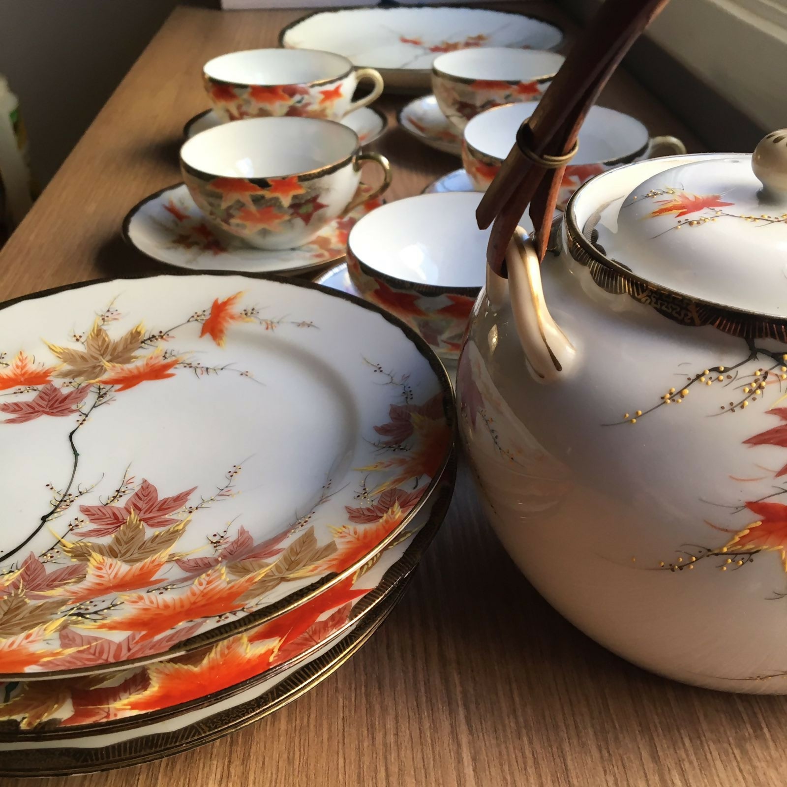 Conjunto para chá em porcelana japonesa casca de ovo