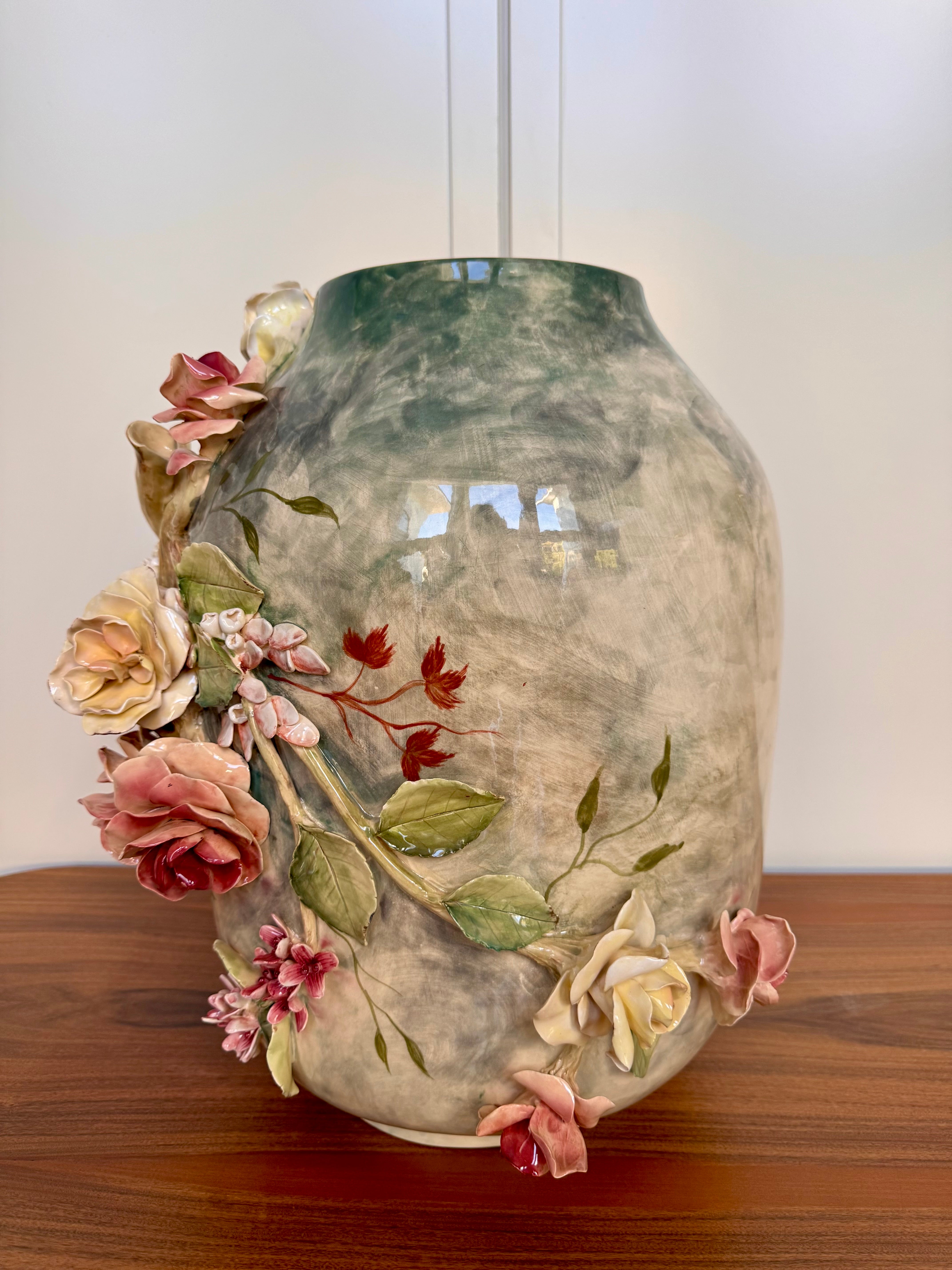 Vaso cerâmico decorativo estilo floral com frutas marca Zanatta