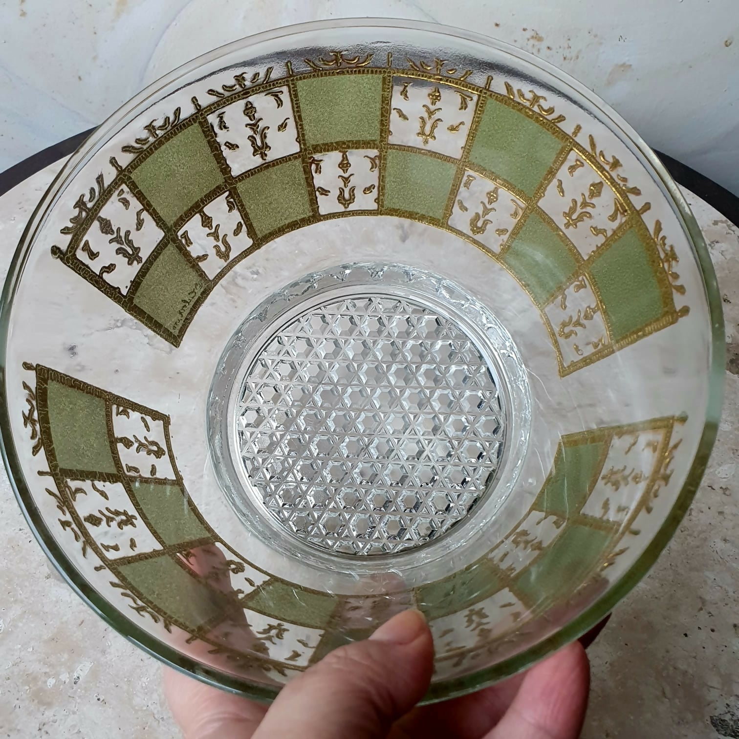 Balde de gelo da linha Prado da Culver Glassware, revestido em ouro 22k, anos 50-60.