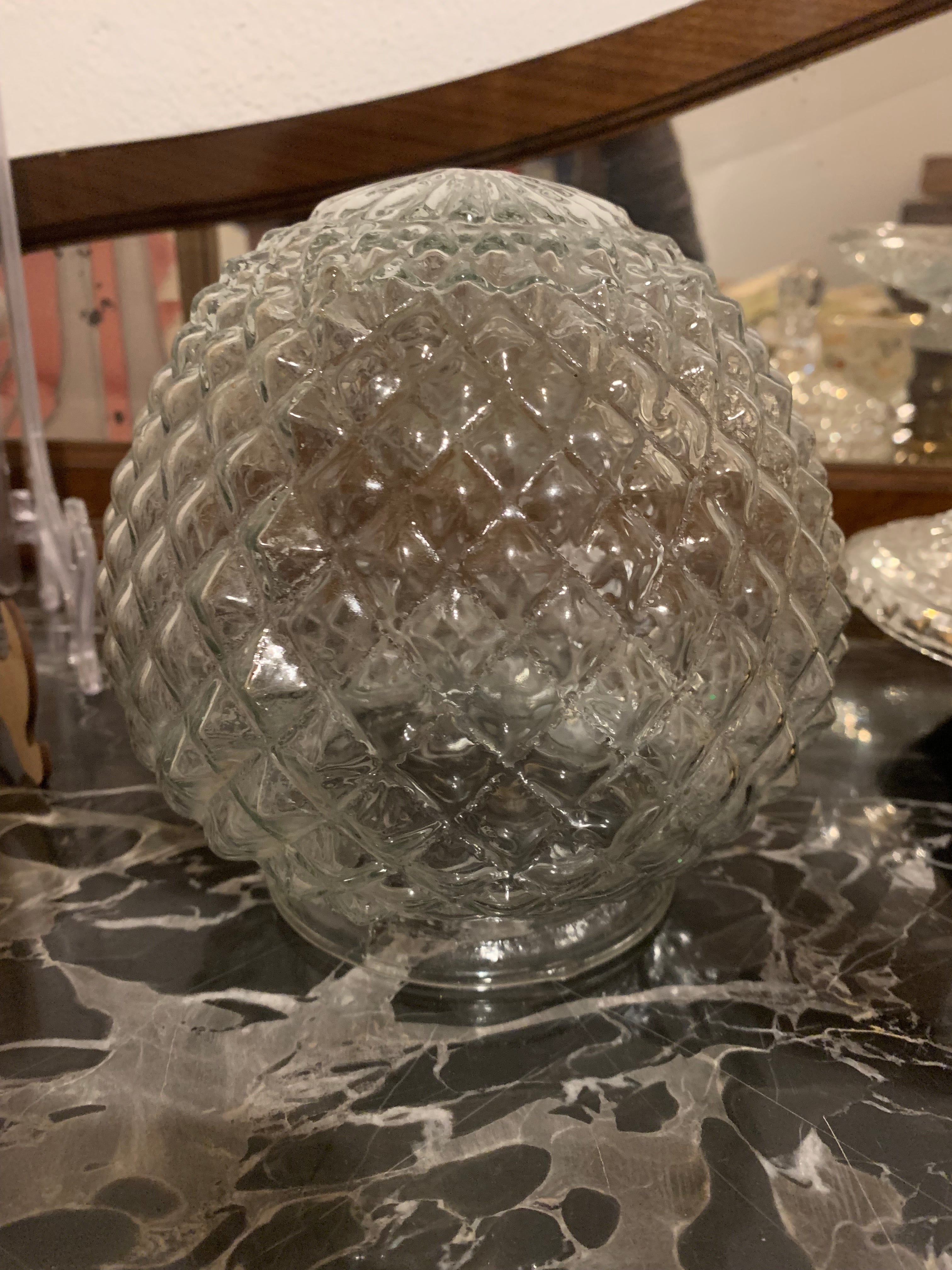 Globo antigo lustre plafon em vidro formato pinha