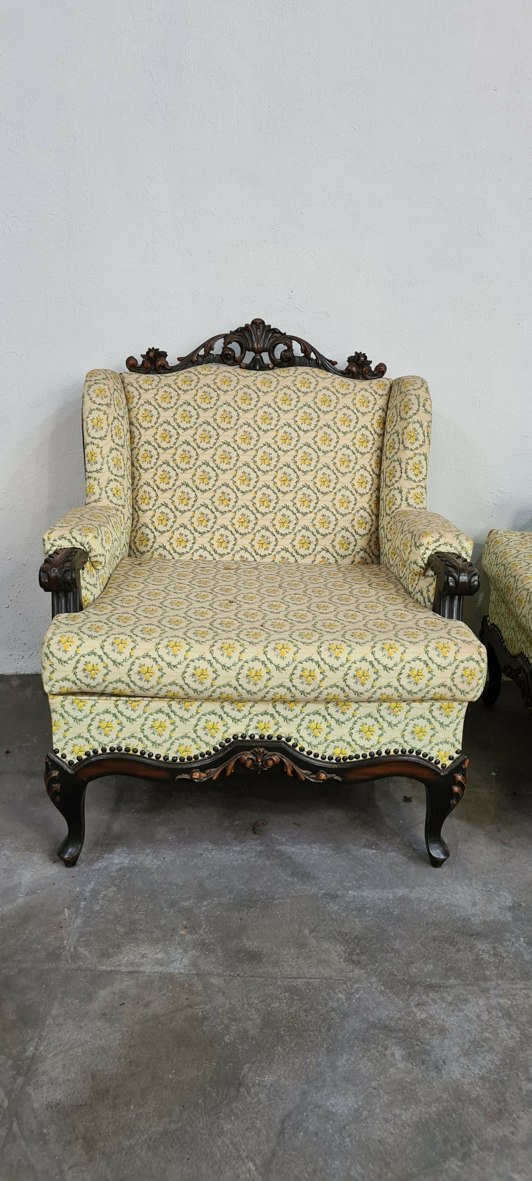 Poltrona Luís XV com estofado de Gobelin