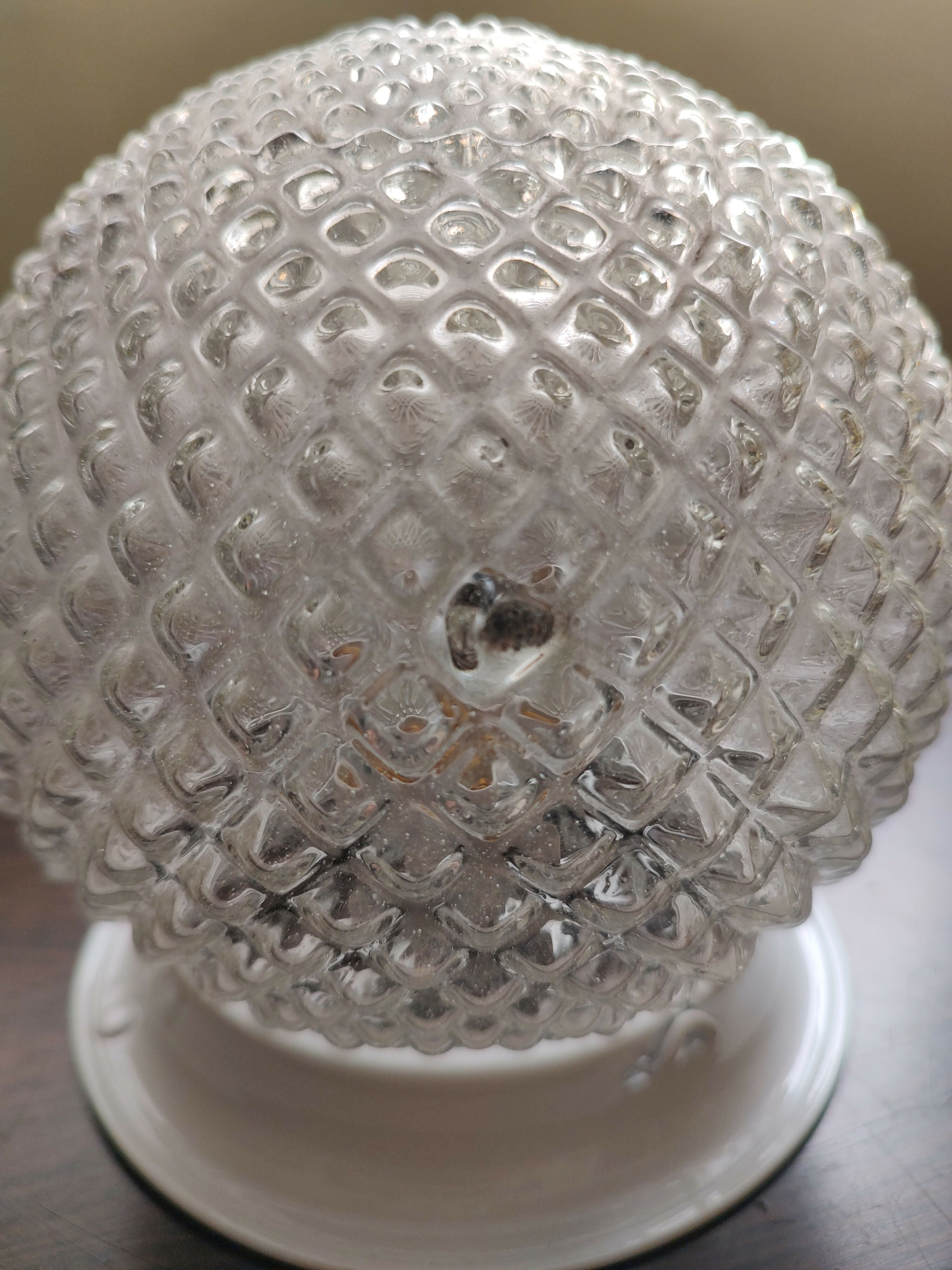 Antiga Cúpula / Lustre / Luminária Globo em vidro texturizado com bocal e plafon novos (modelos diversos)