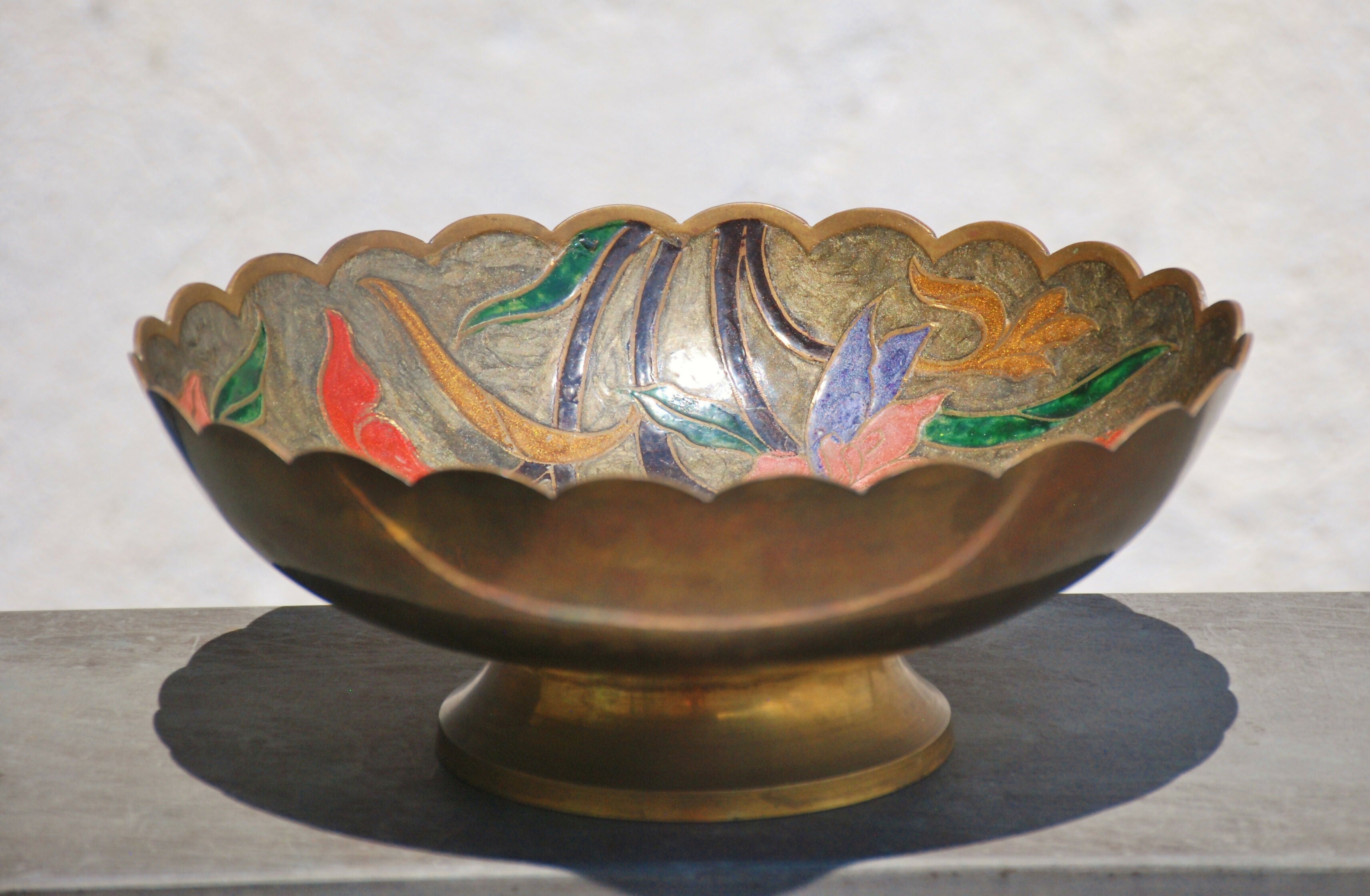 fruteira indiana latao anos 70 cloisone 25 x 10 linda pça