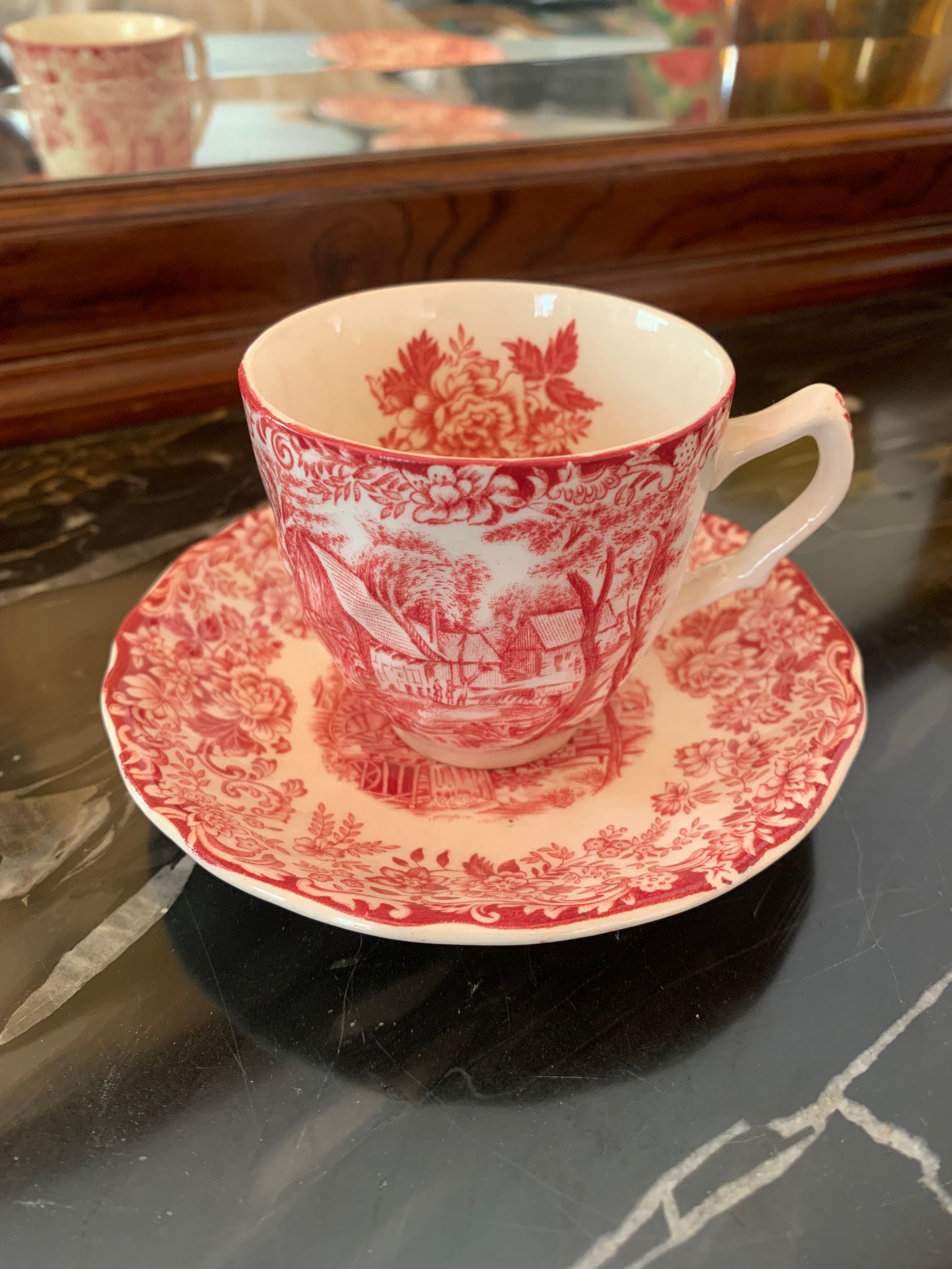 Xícara grande de café Inglesa Johnson &amp; Bros Mill Stream em faiança
