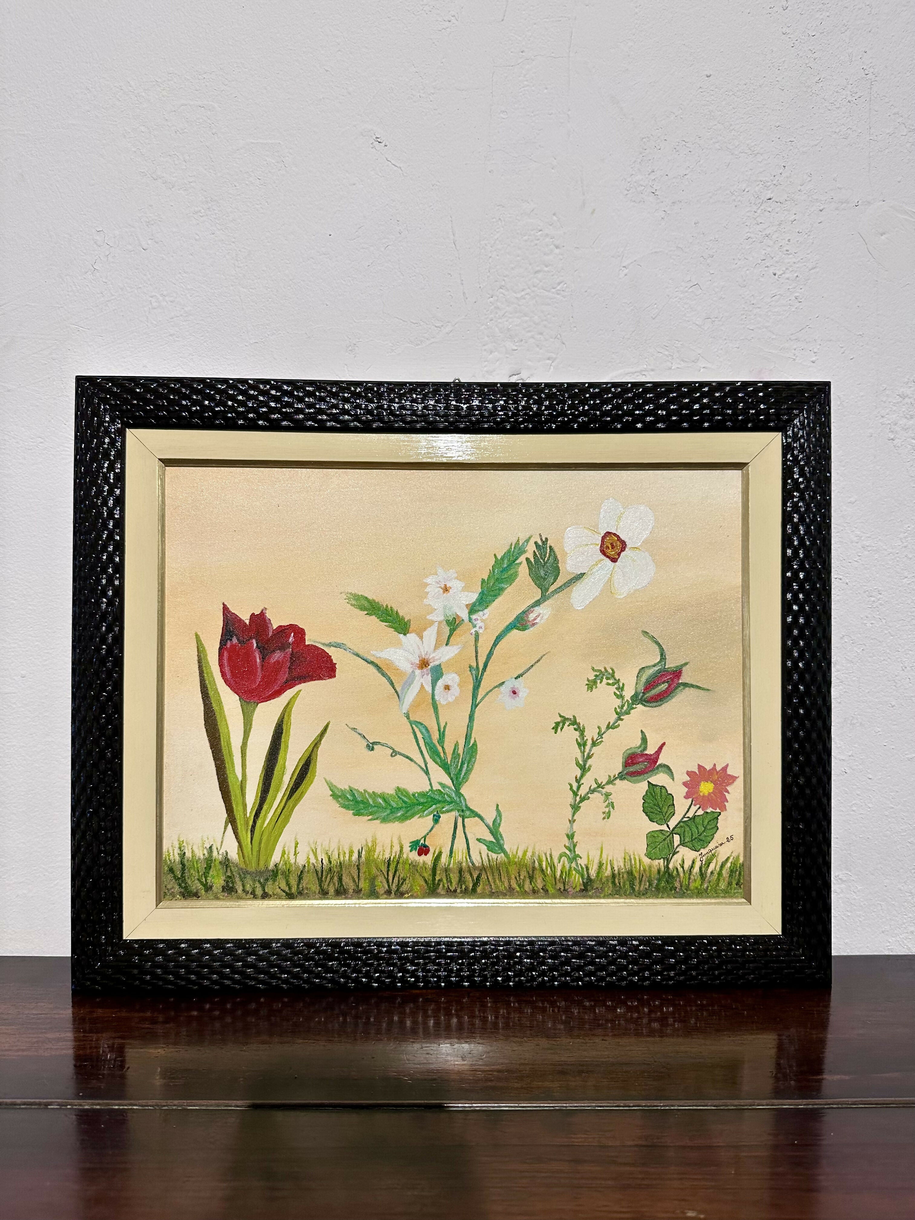 Quadro Flores óleo sobre tela (40cm x 30cm)