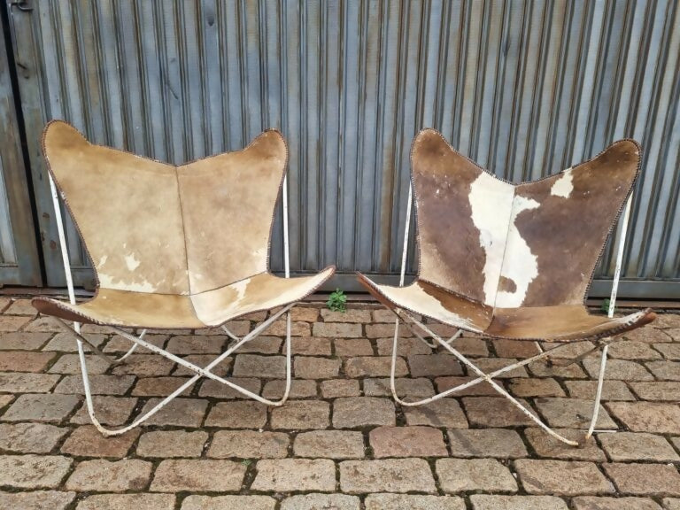Par poltronas Butterfly em couro natural
