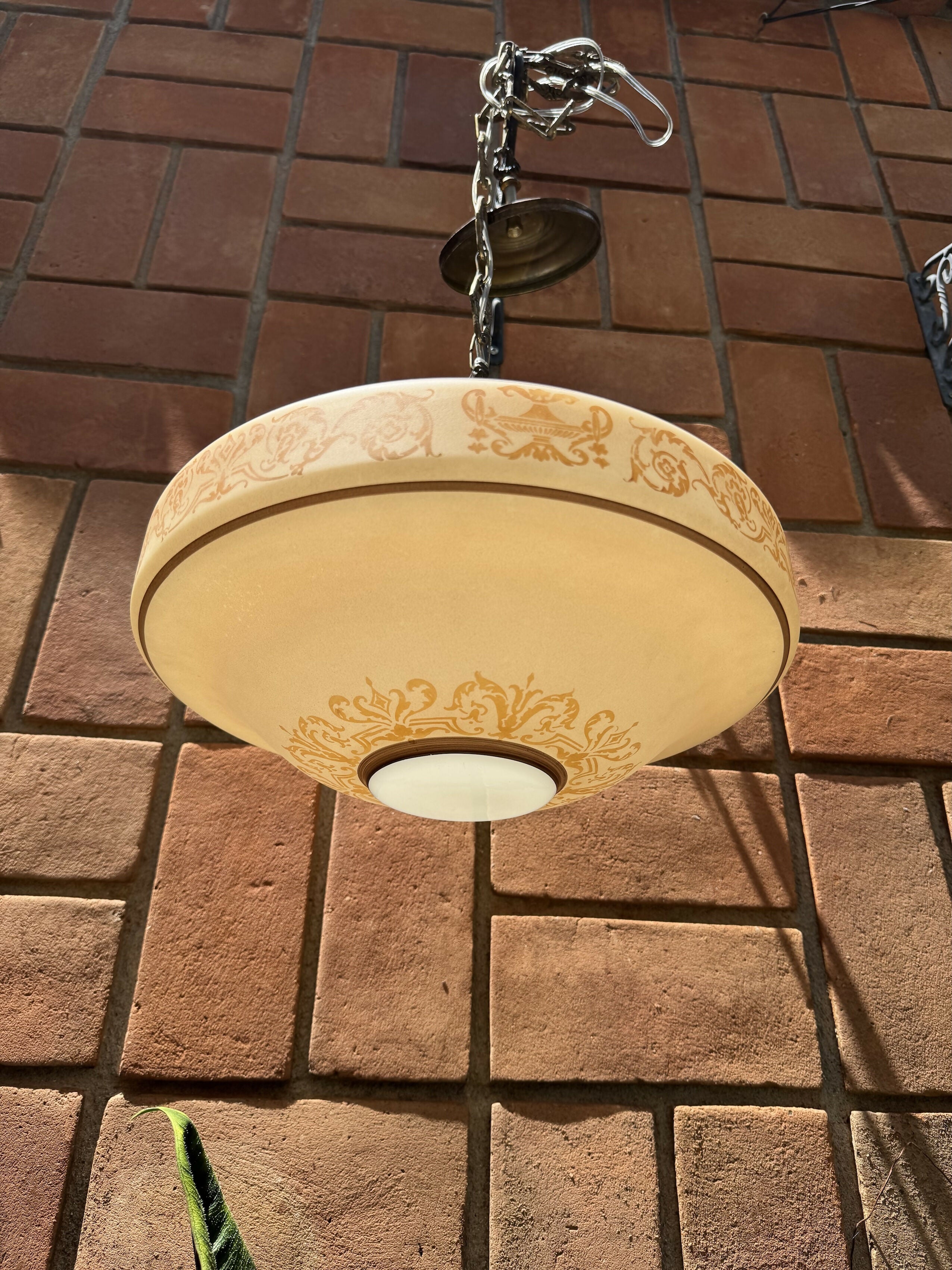 Luminária Pendente Muito Antiga em Opalina - Perfeito Estado