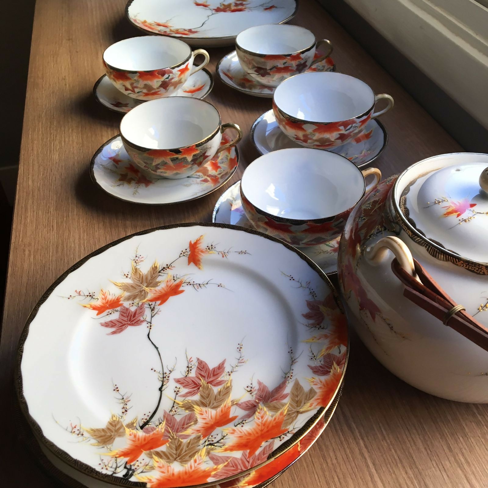 Conjunto para chá em porcelana japonesa casca de ovo