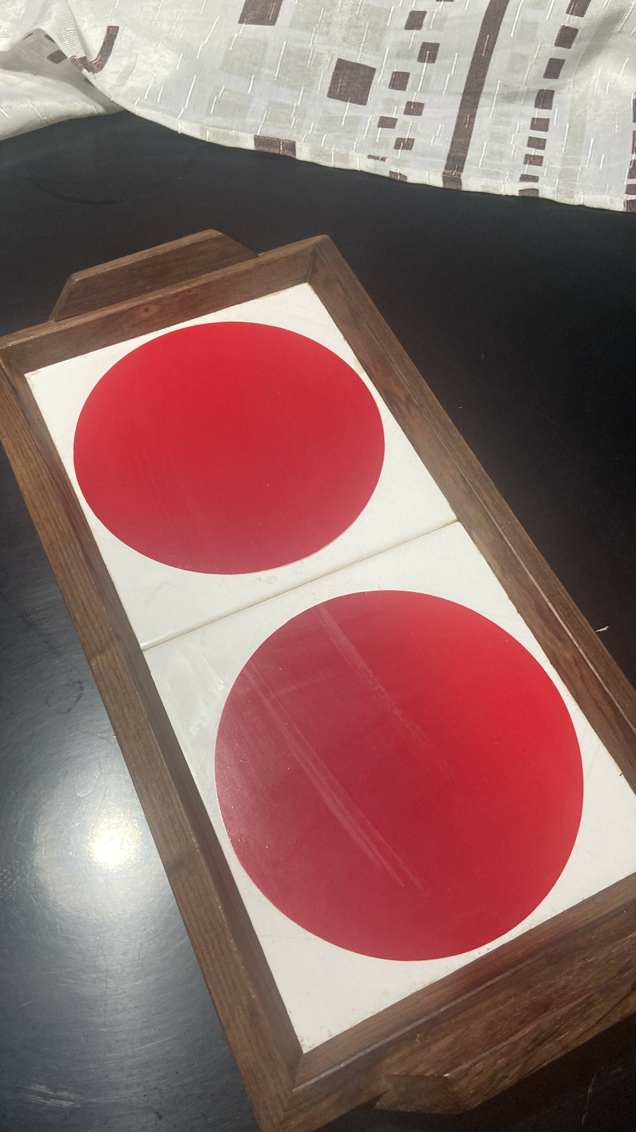 Bandeja Vintage em Madeira e azulejo