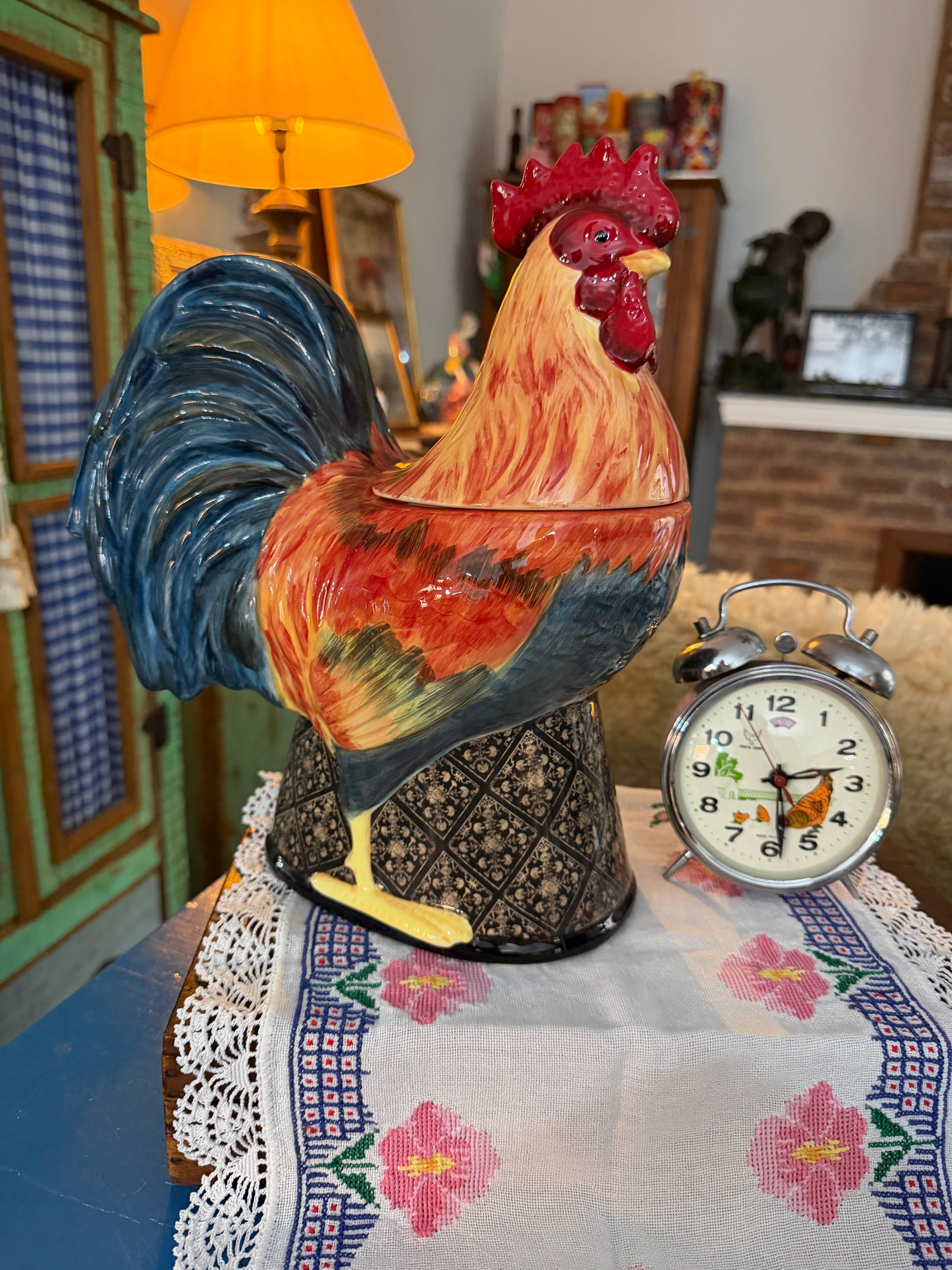 Biscoiteira- Pote de Biscoito grande e imponente 3D Gilded Rooster (Galo Dourado) da marca Certified International