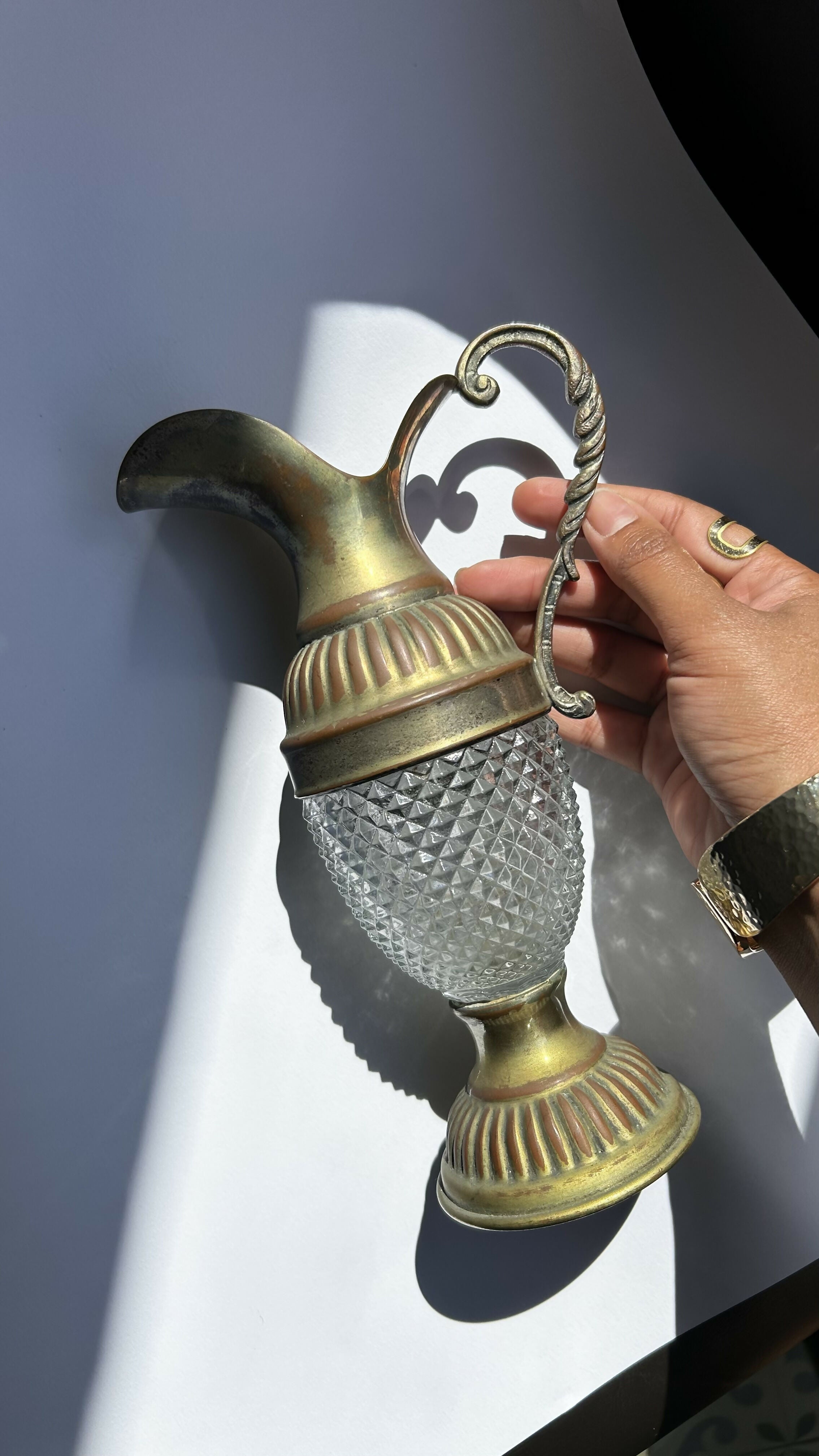 Ânfora de vidro e metal Pransdor