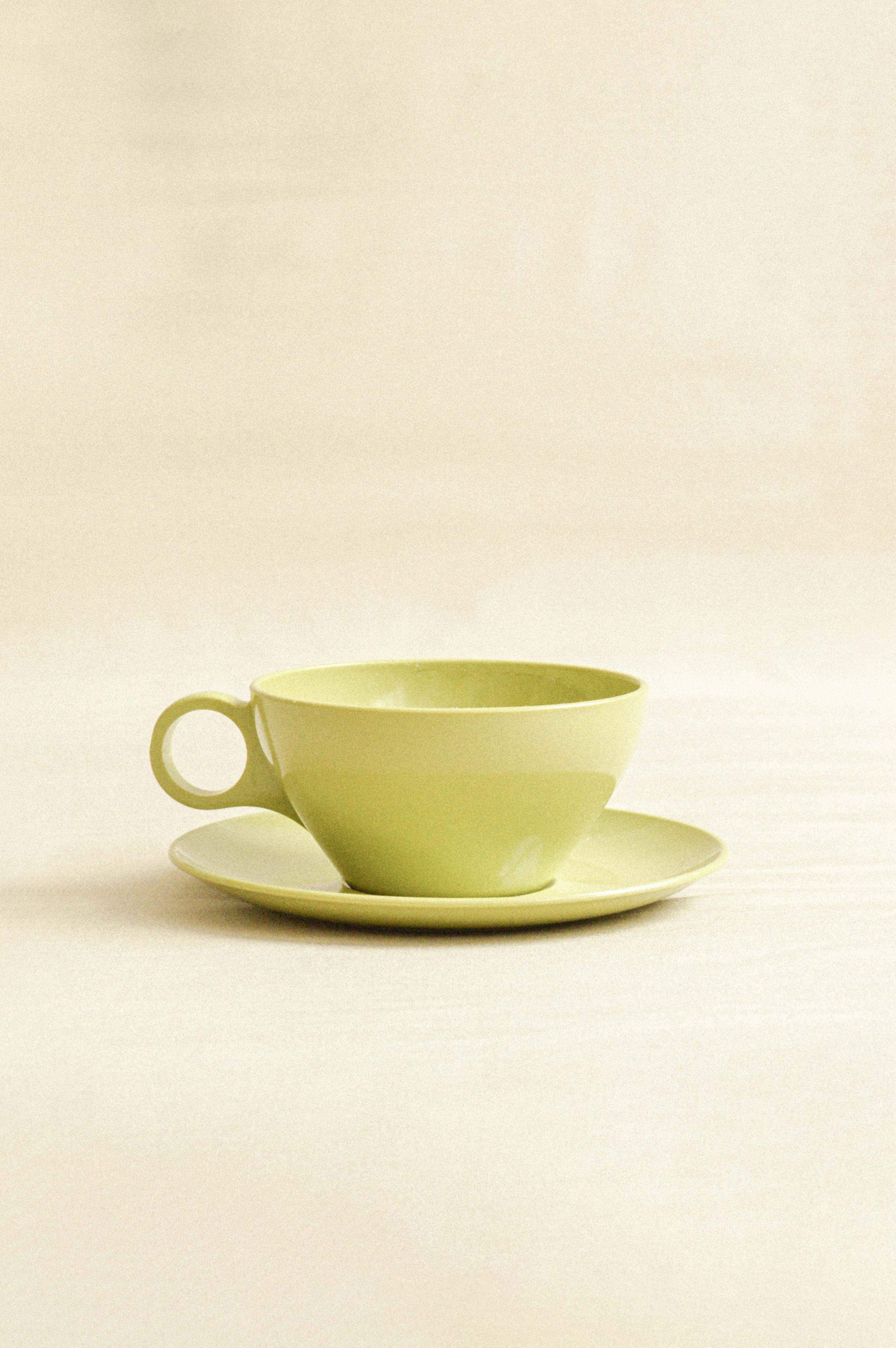 xícaras melamina verde, anos 60/70