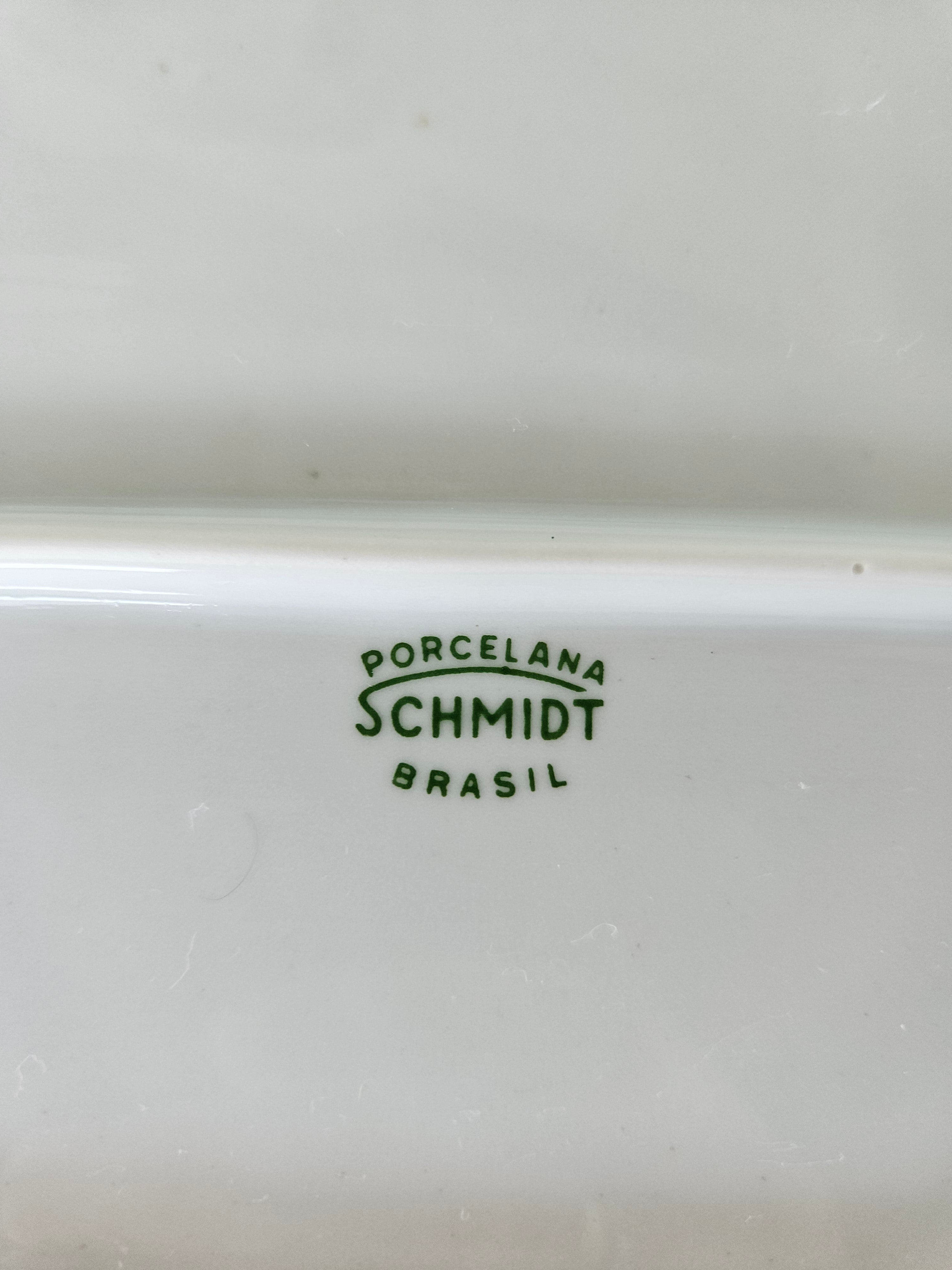 Travessa Retangular Porcelana Schmidt Anos 70/80 - Rara Estampa Geométrica Mid-Century