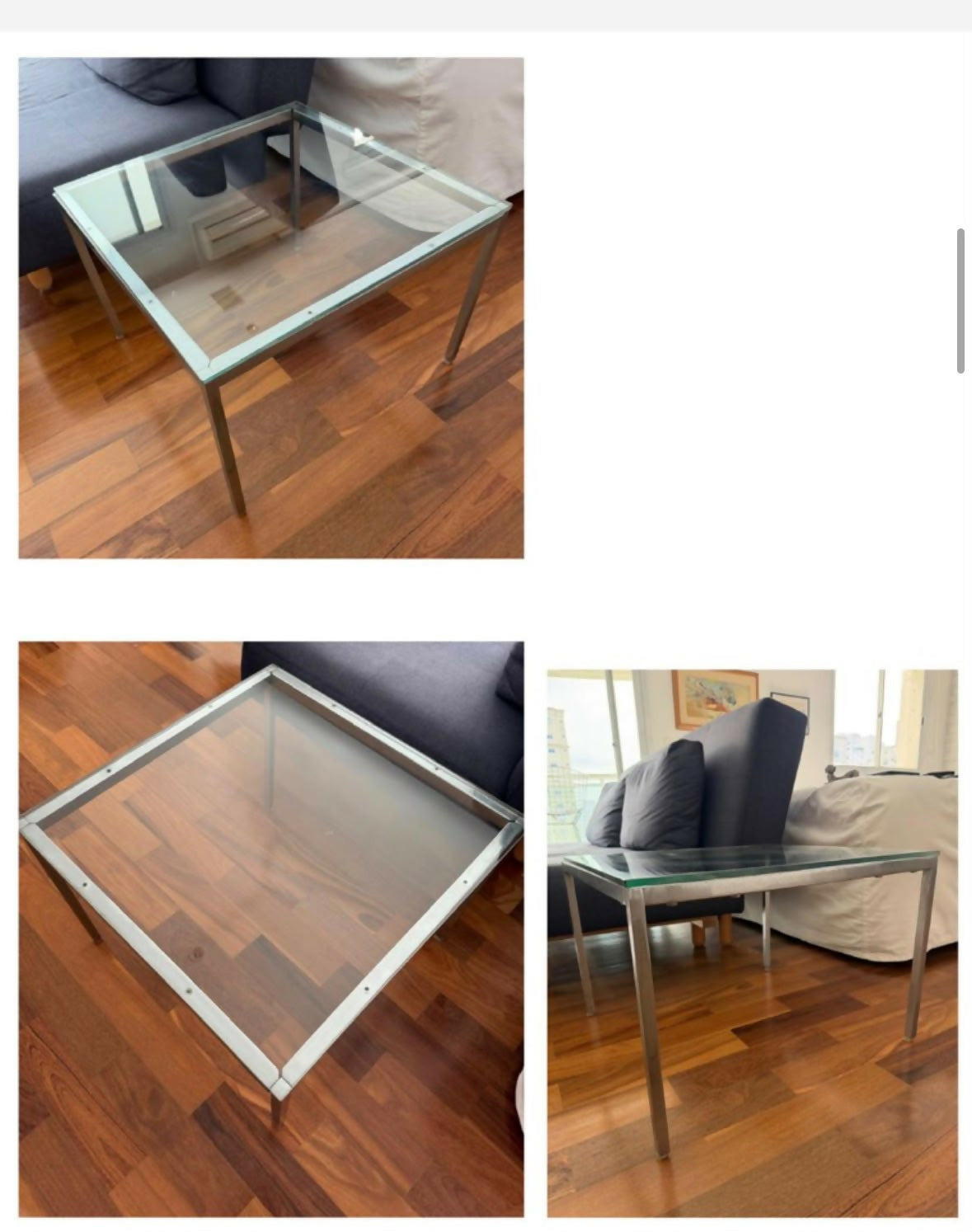MESA AUXILIAR QUADRADA FLORENCE KNOLL COM TAMPO DE VIDRO
