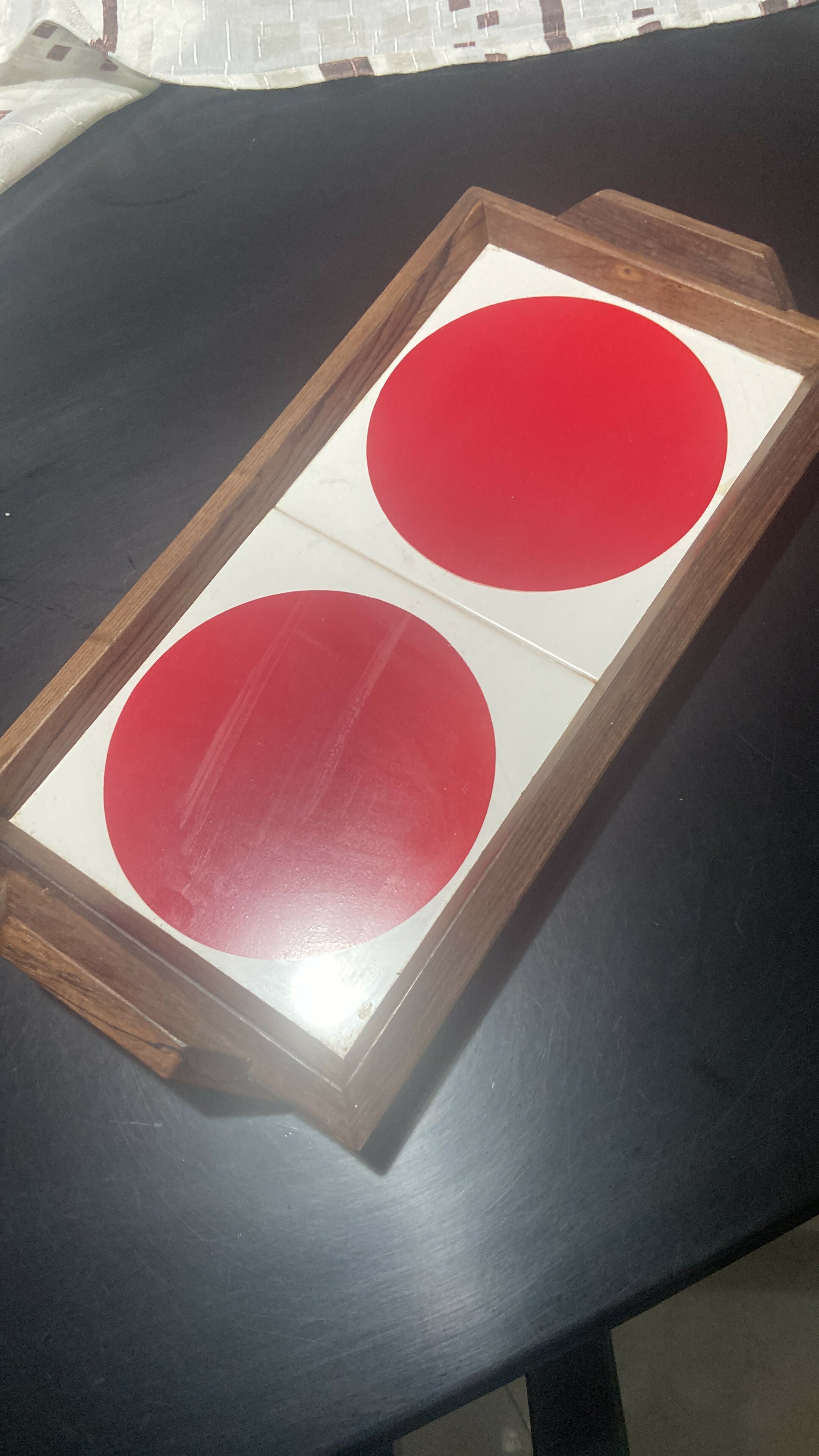 Bandeja Vintage em Madeira e azulejo