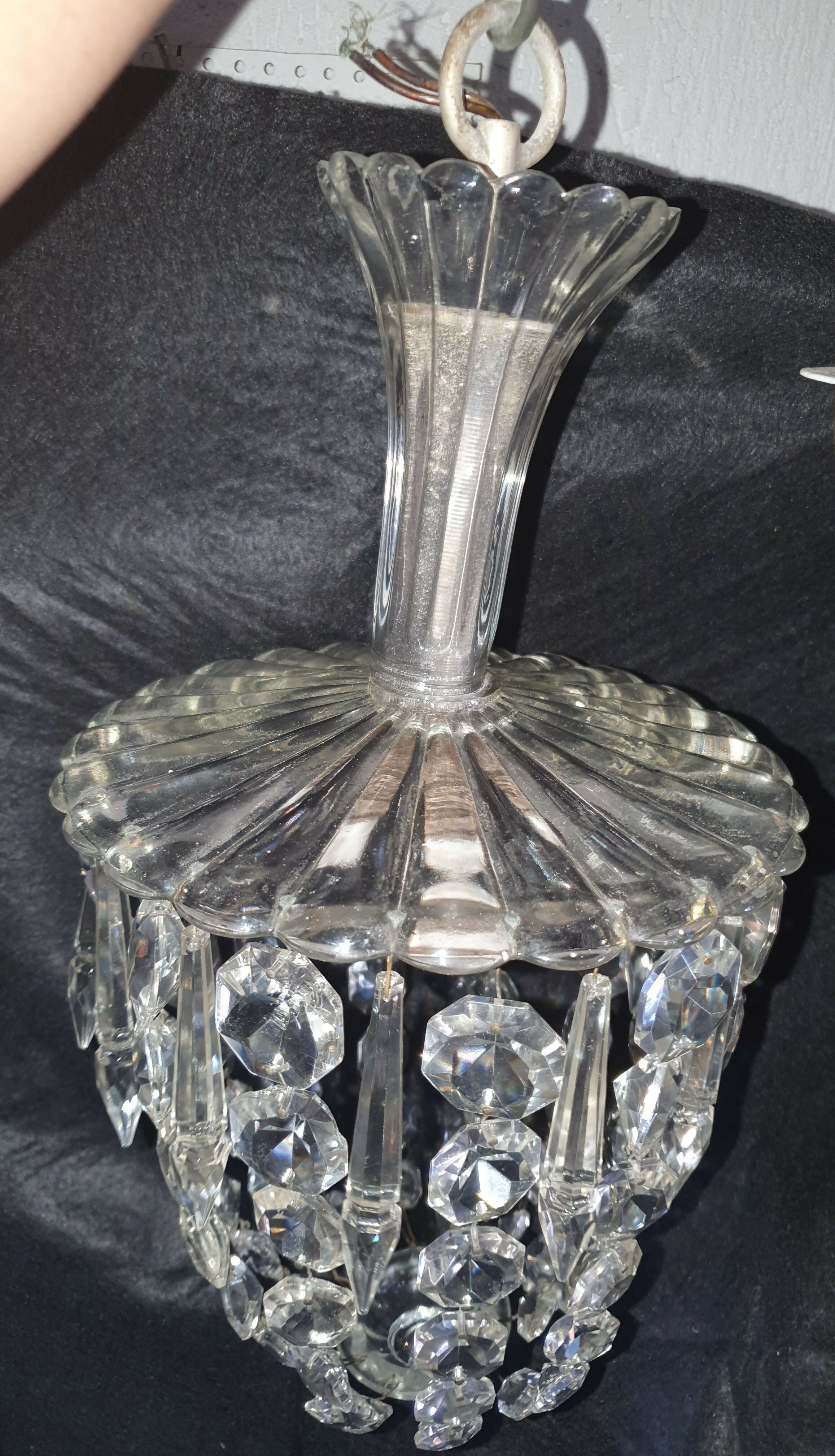 Lustre Antigo de Teto em forma pêra Genuíno Cristal