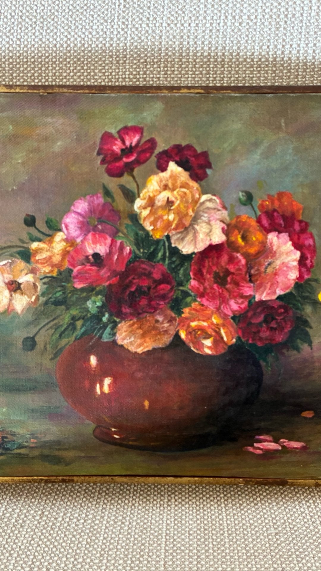 Quadro com Pintura a Óleo Natureza Morta com Flores