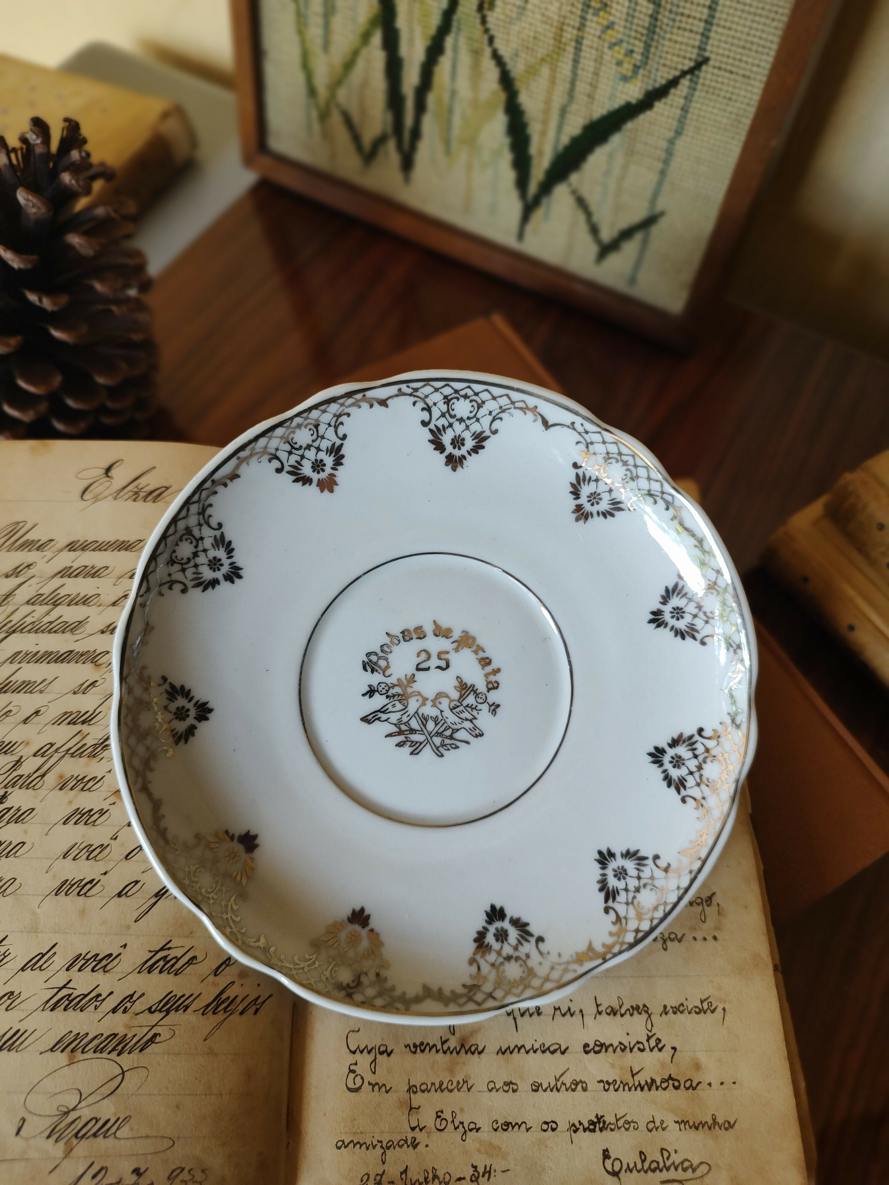 Antigos Pratinhos de parede Bodas de Prata (valor unitário)