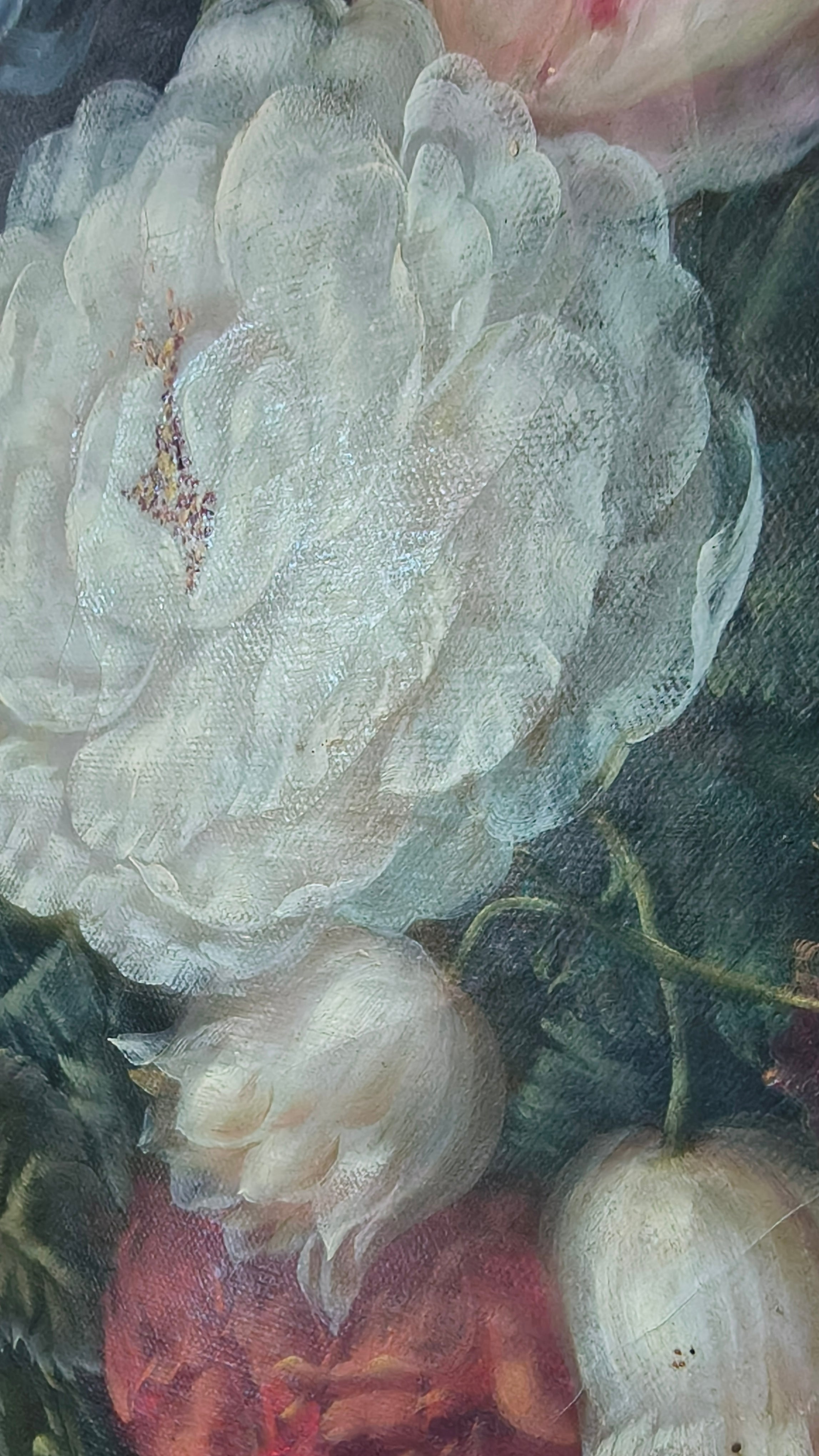 Quadro Josephine Benzet - Natureza Morta com flores (moldura dourada) 