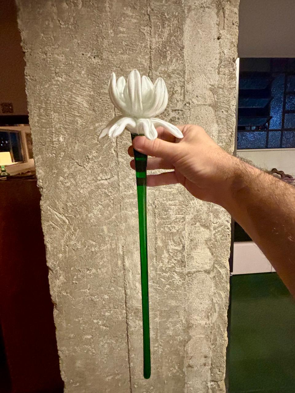 Flor branca em vidro artístico (DMCPS_206)