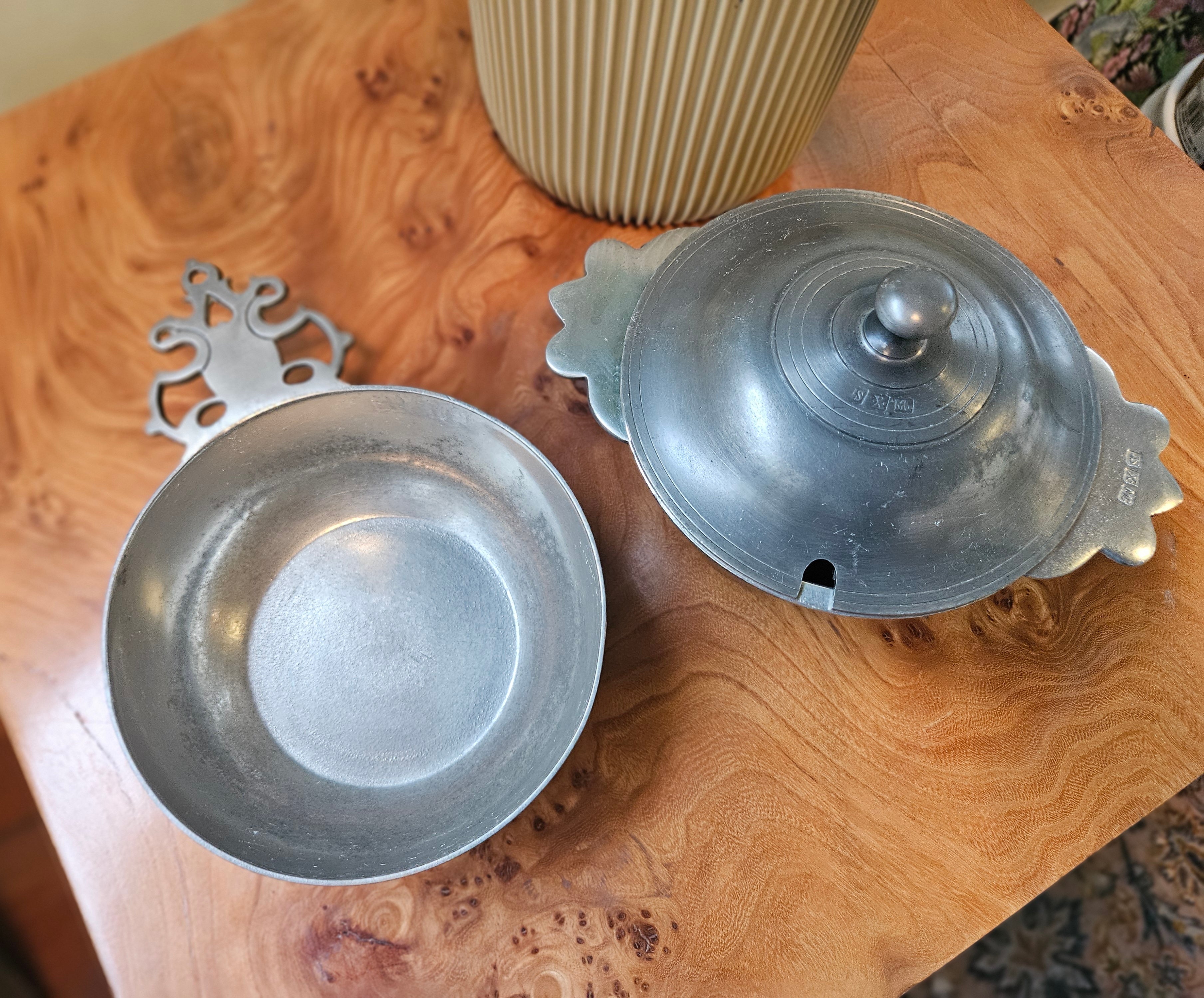 Estanho John Somers JS MG - Açucareiro e Tigela Porringer
