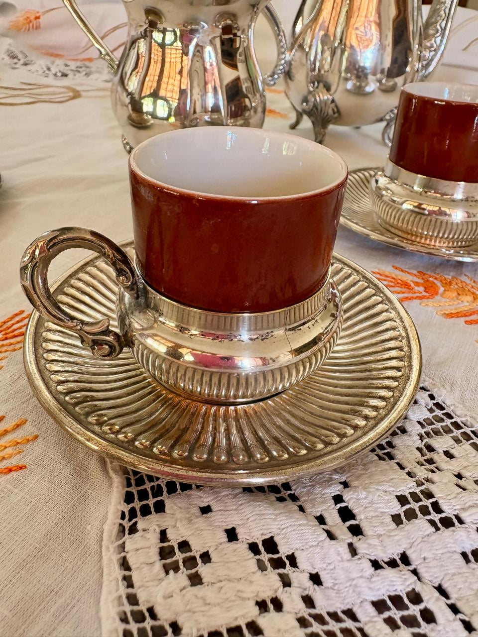 Jogo de café espanhol banhado a prata