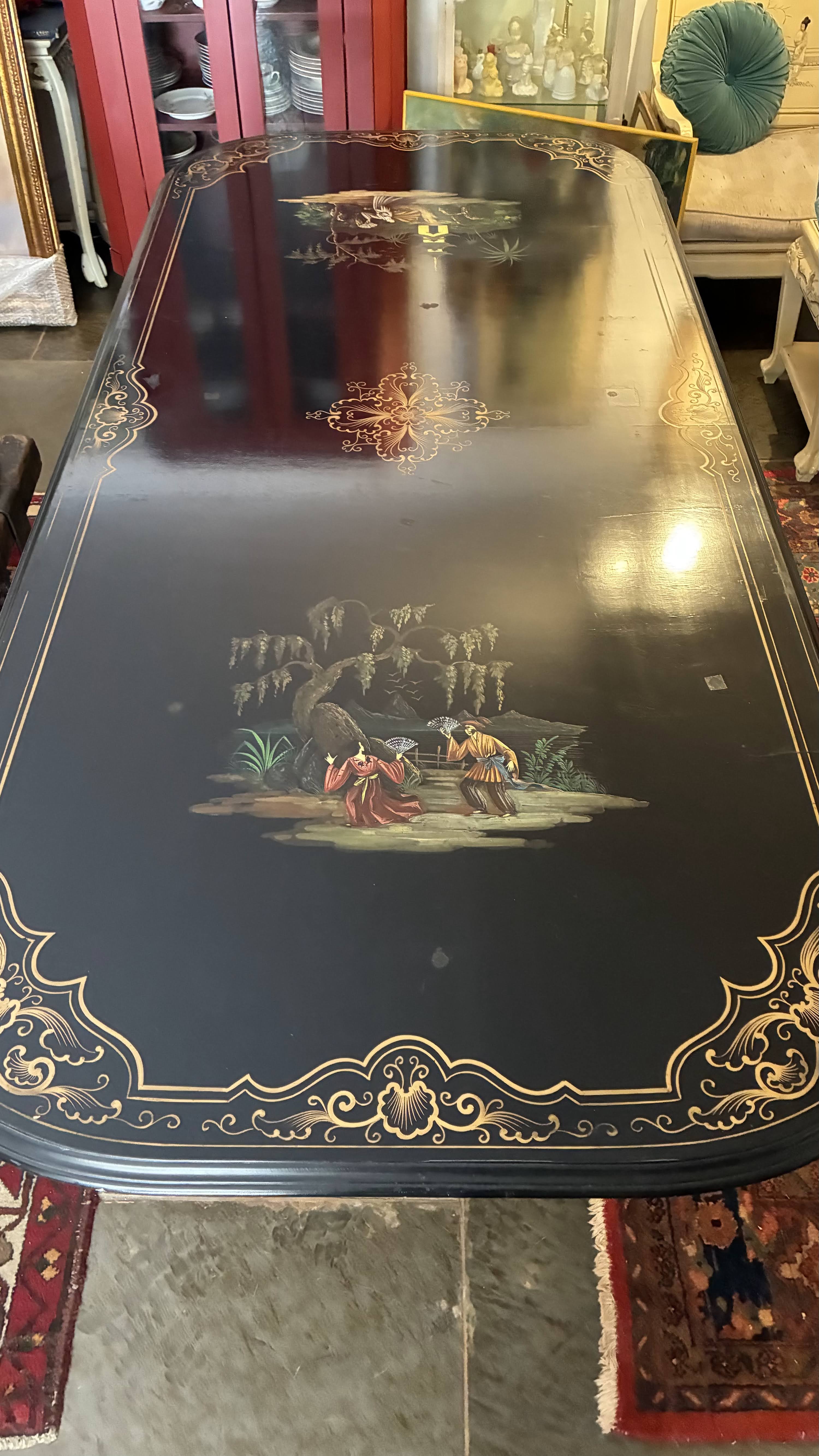 Mesa de Jantar Antiga em Laca preta - Estilo Oriental Chinesa