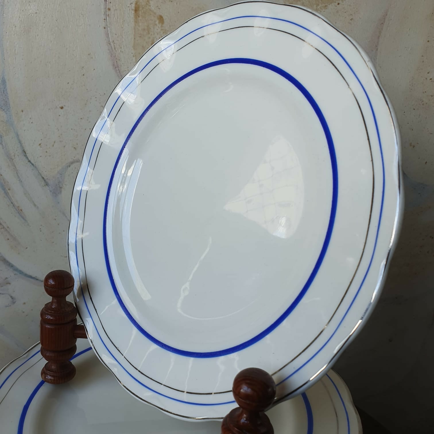 Conjunto de 23 peças, pratos rasos e fundos, em faiança inglesa Art Decó, anos 30, Grindley Creampetal