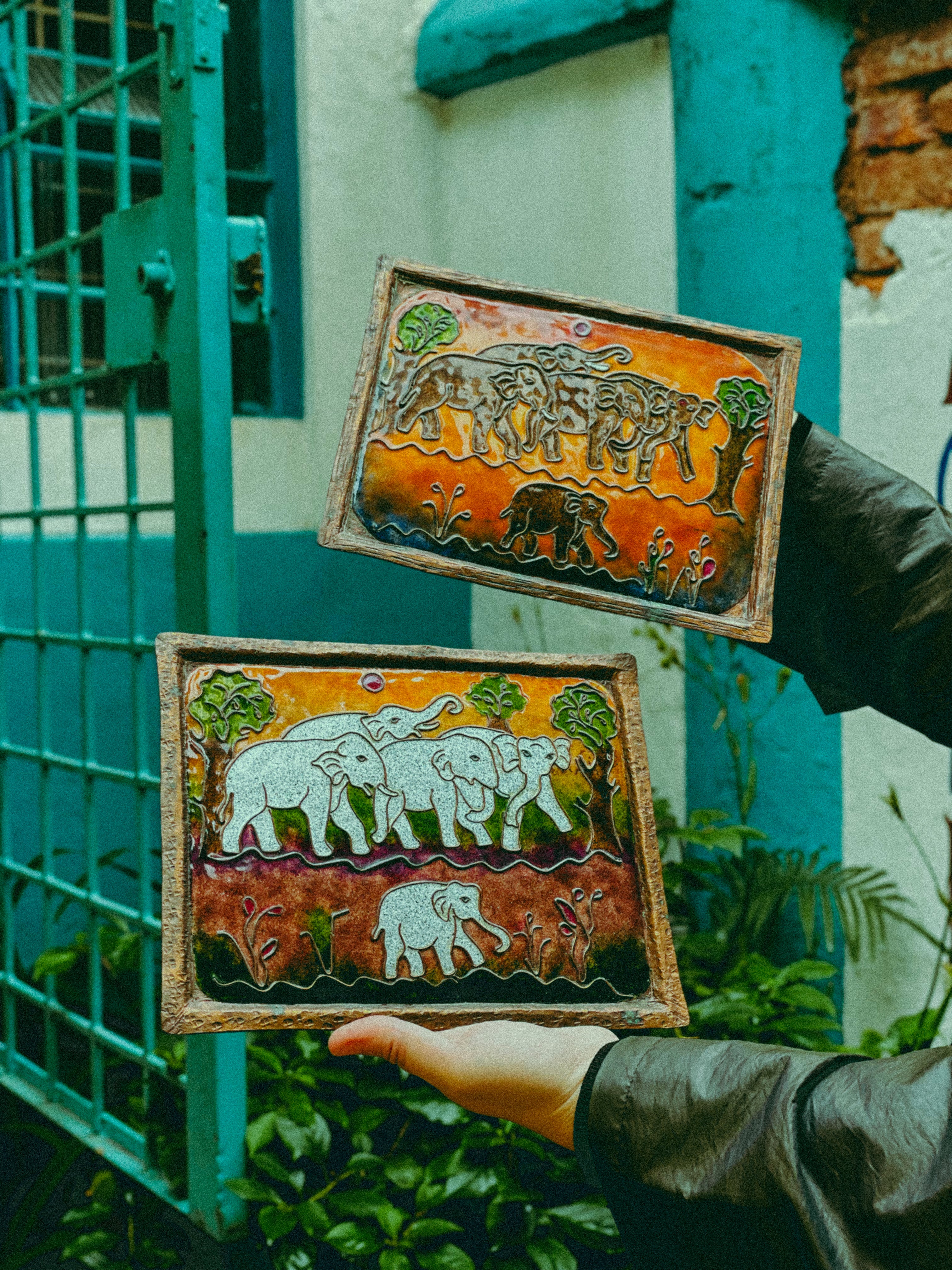 Quadros vintage indiano elefantes (valor unitário) 