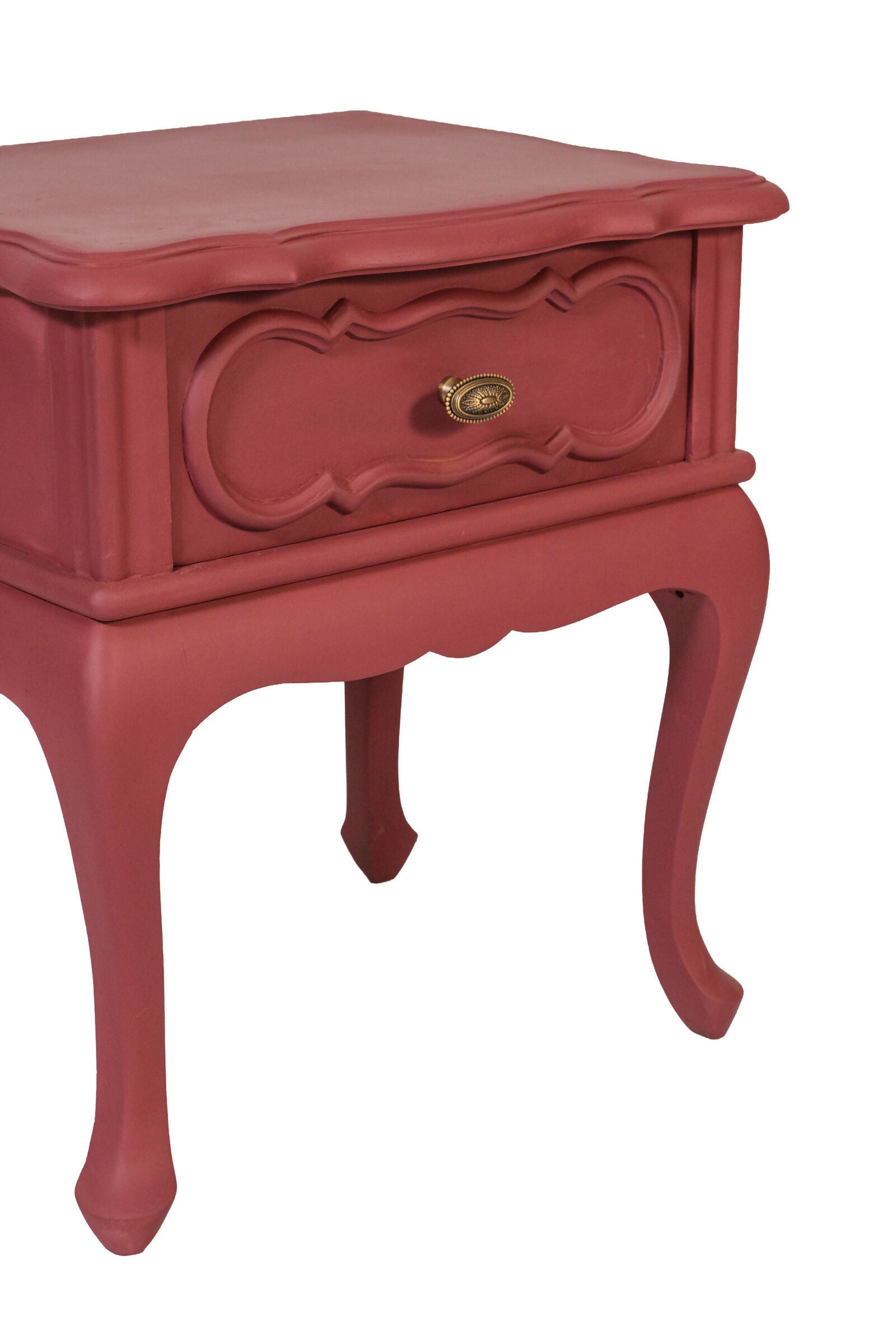 Mesa de cabeceira restaurada marsala - madeira maciça (valor unitário)