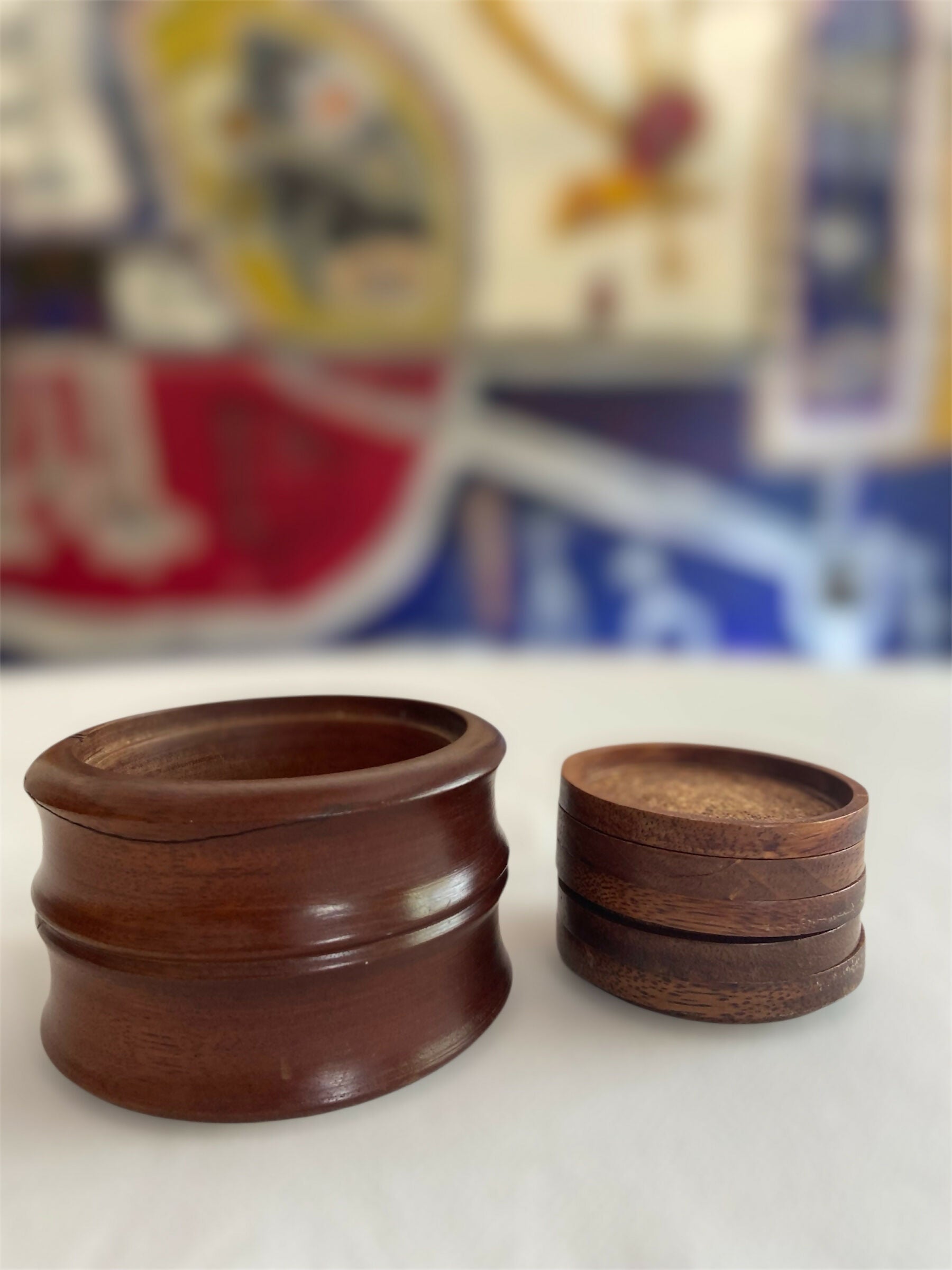 Conjunto Porta-Copos em Madeira e Cortiça (DMPS_48)