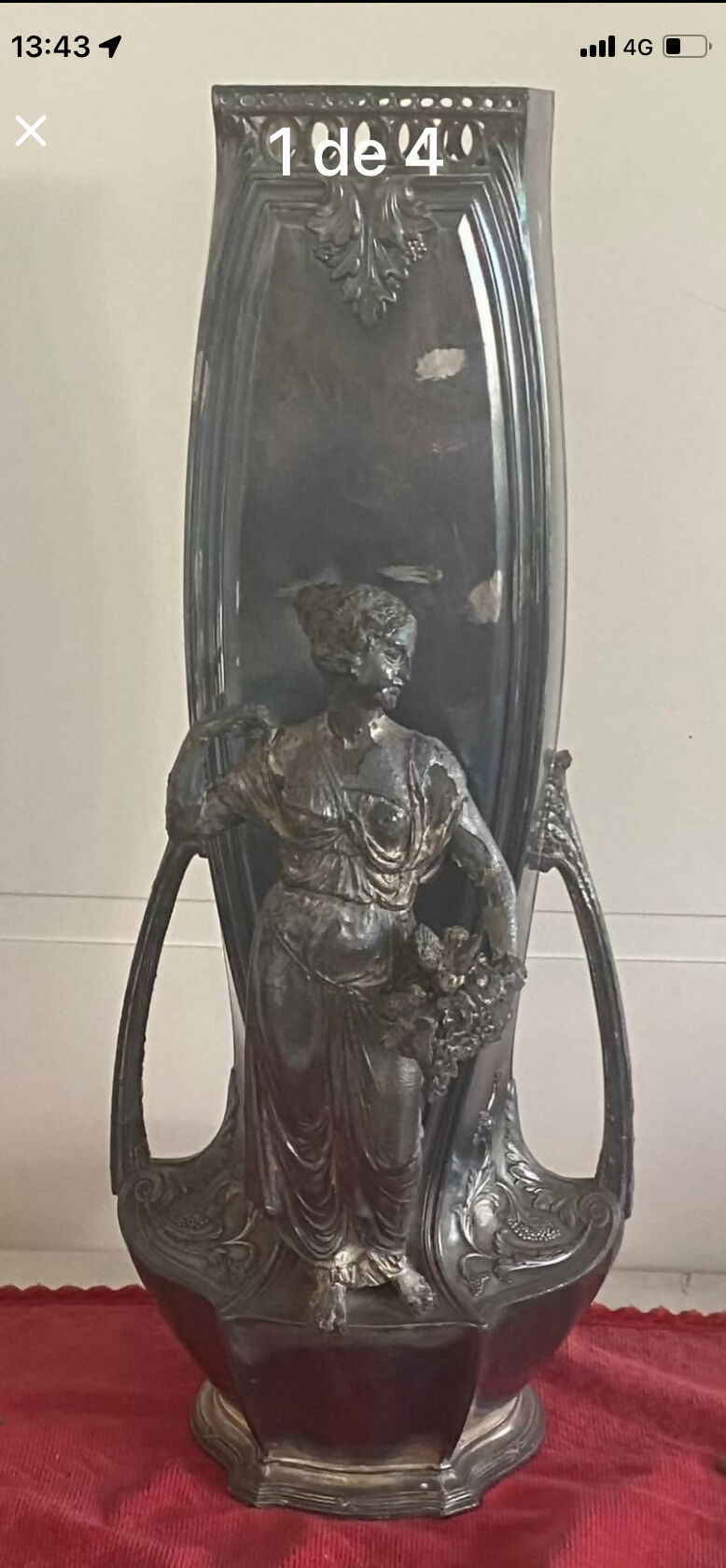 Linda Floreira Art Nouveau em estanho
