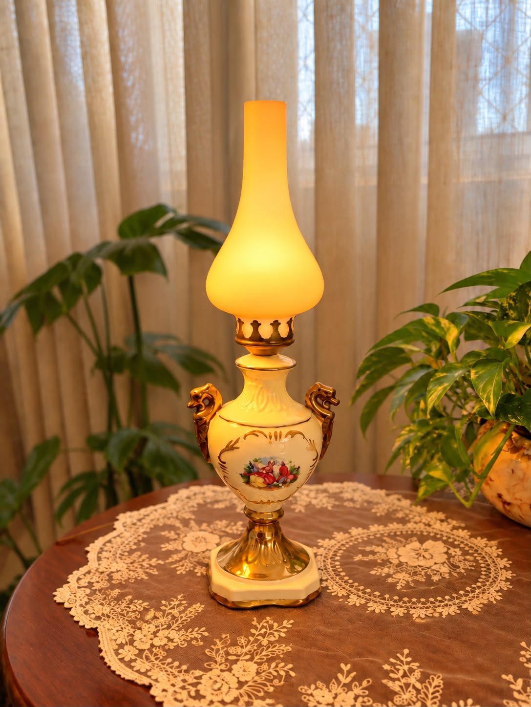 Abajur Italiano Ceramica Edera • Sesto Fiorentino Século XX