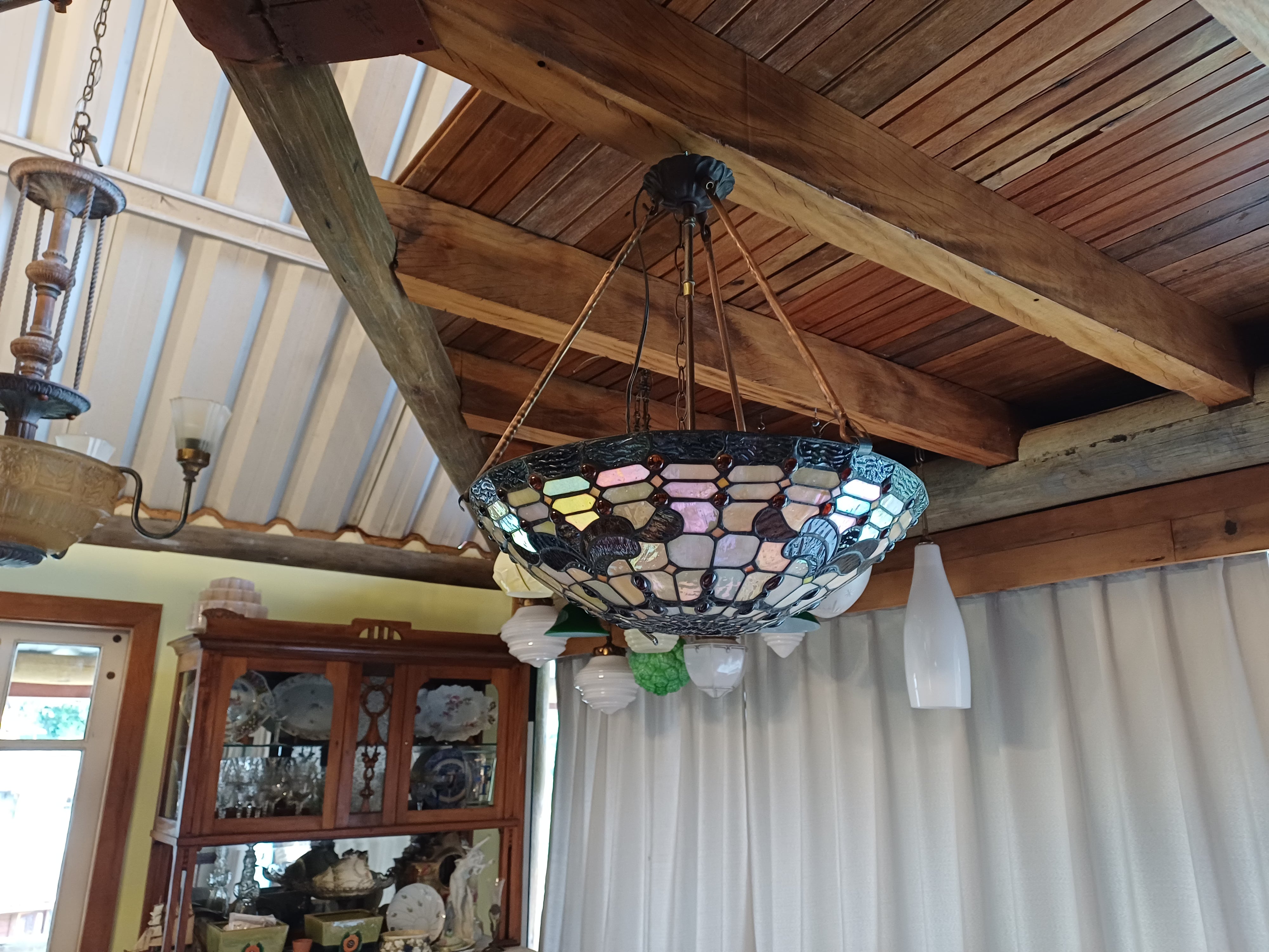 Luminaria pendente vitral estilo tiffany
