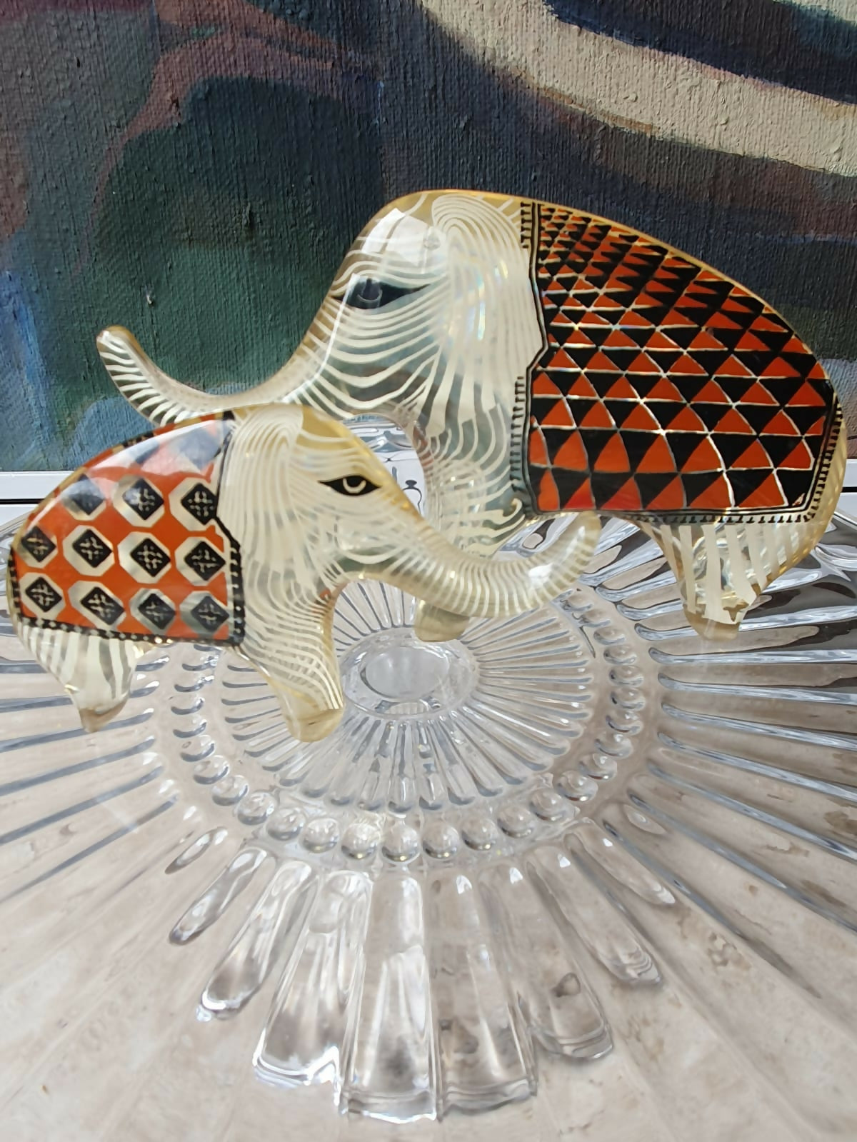 Par de Esculturas modernistas de elefantes em acrílico Palatnik. Perfeito estado de conservação!