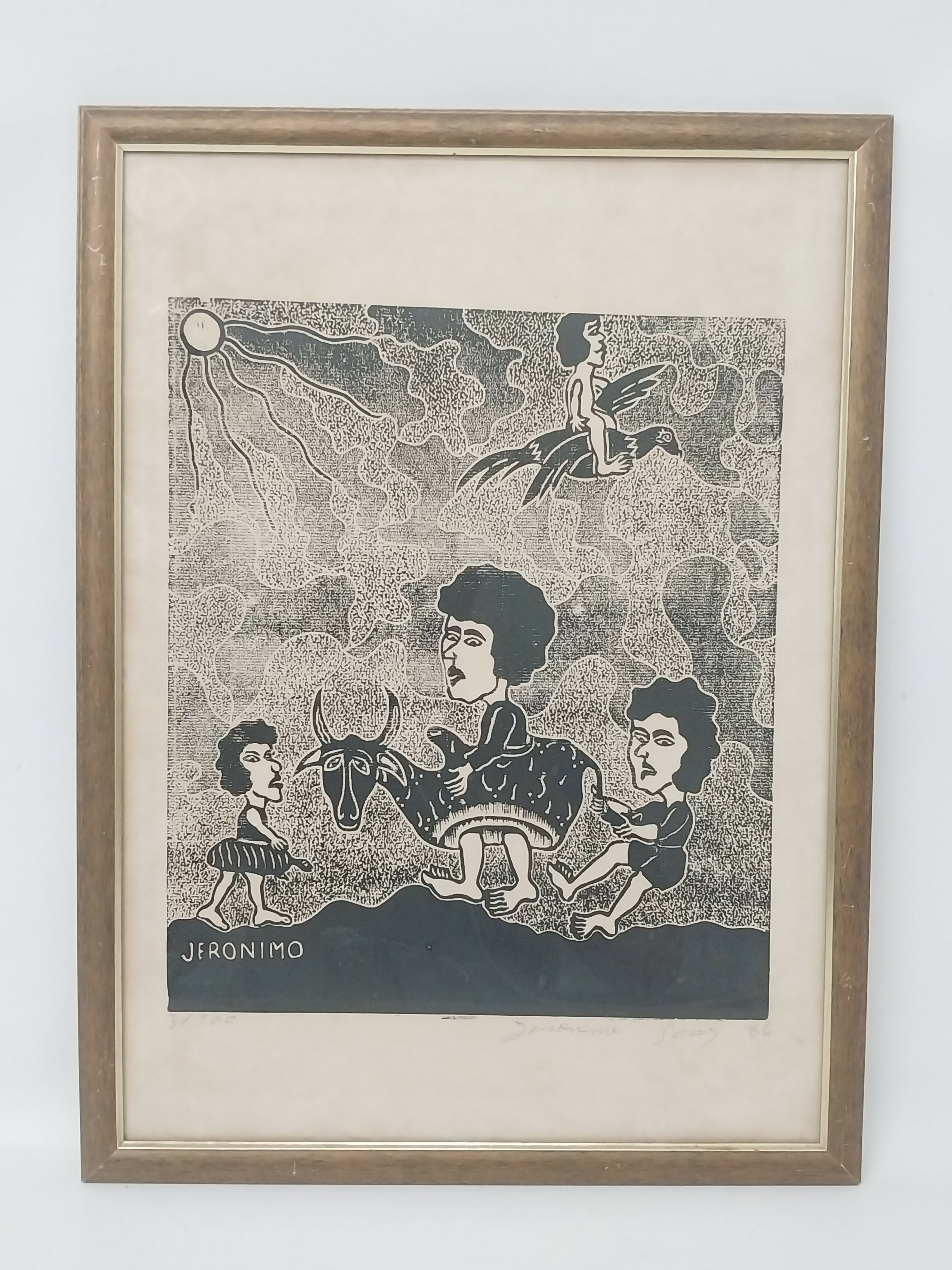 Quadro com Xilogravura Jerônimo Soares - Boi Bumba
