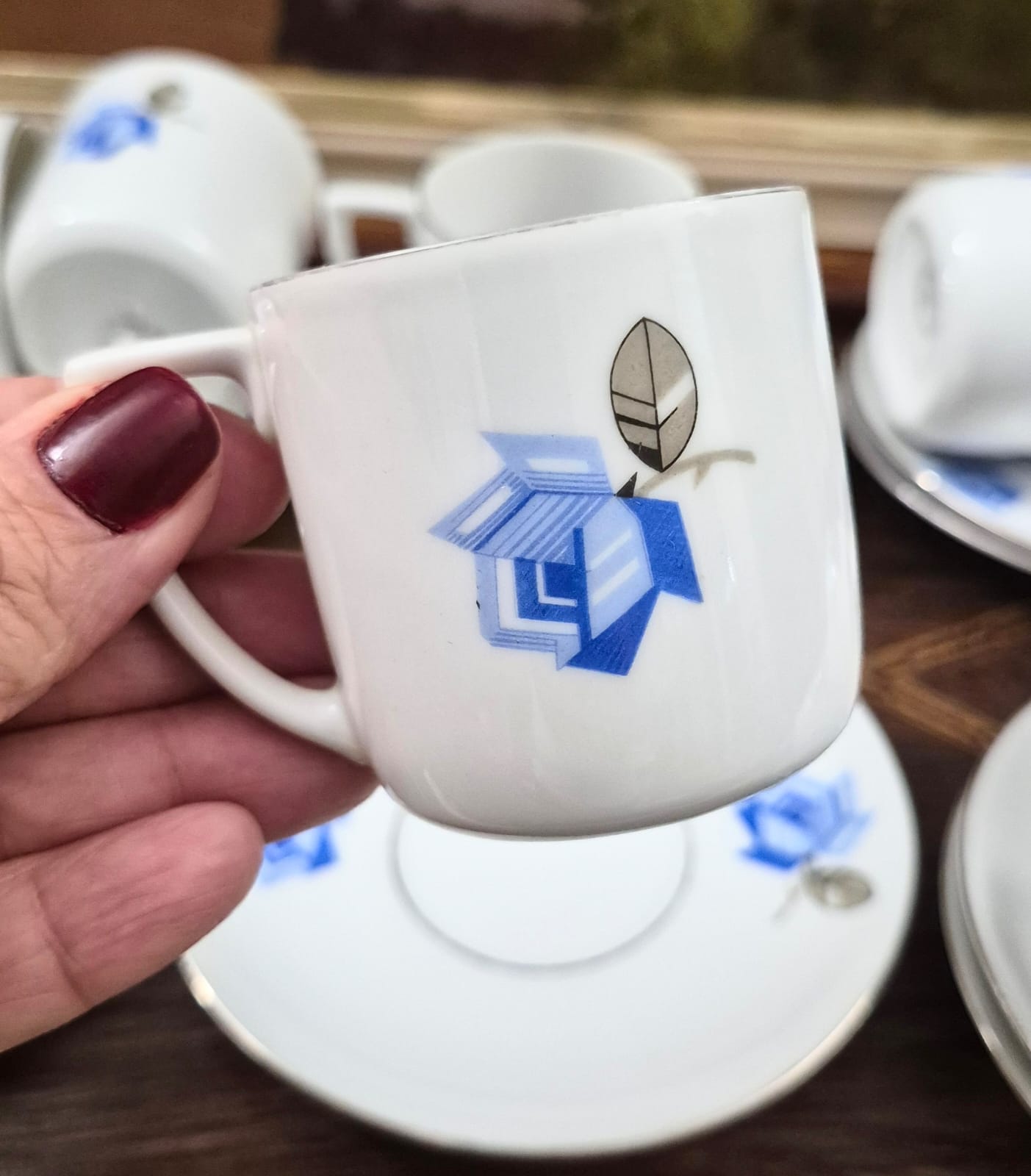 Conjunto de 10 xícaras para café em porcelana tcheca antiga, anos 30, MZ. Maravilhoso e impecável!