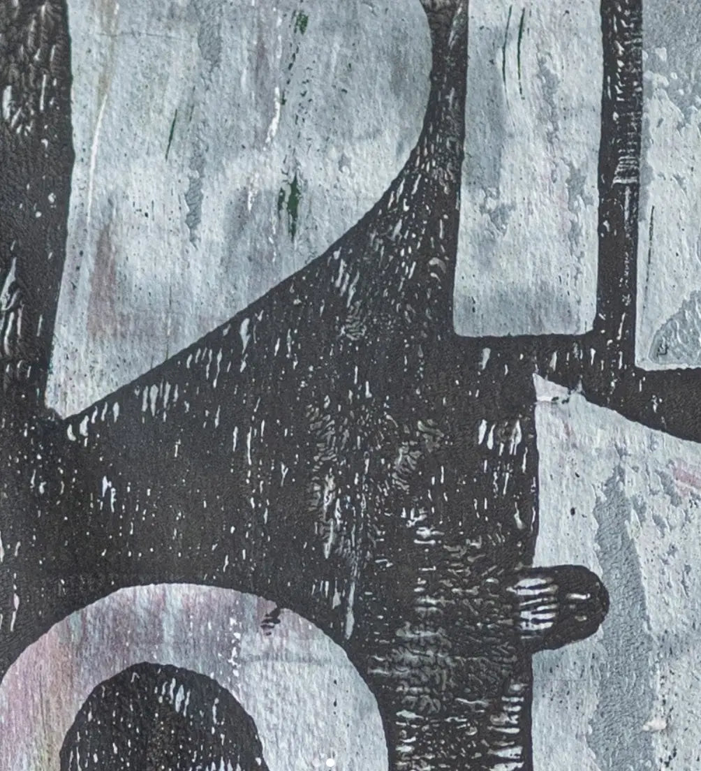 Quadro Decorativo Abstrato 38 X 28 Símbolos Do Silêncio -107