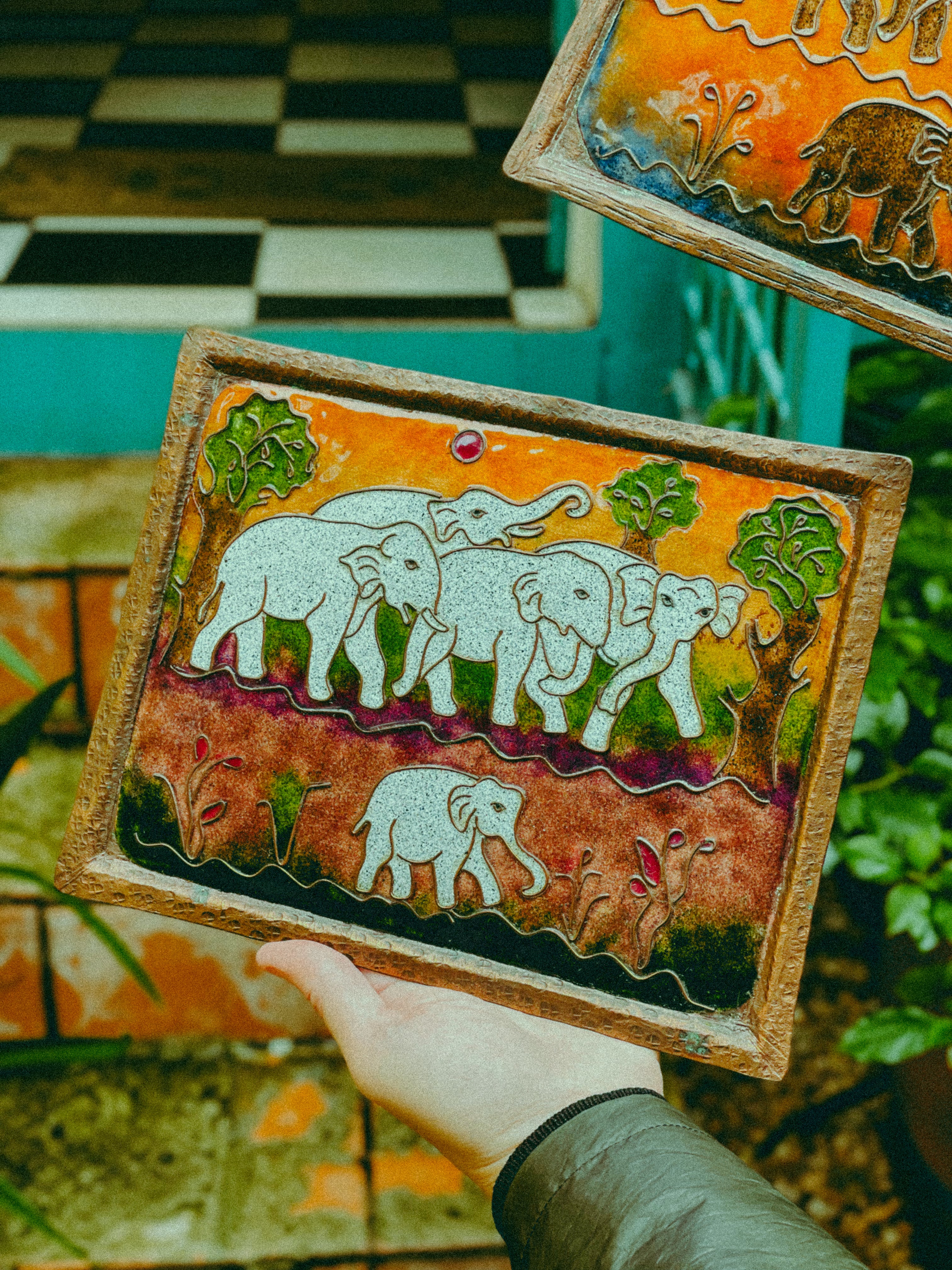 Quadros vintage indiano elefantes (valor unitário) 