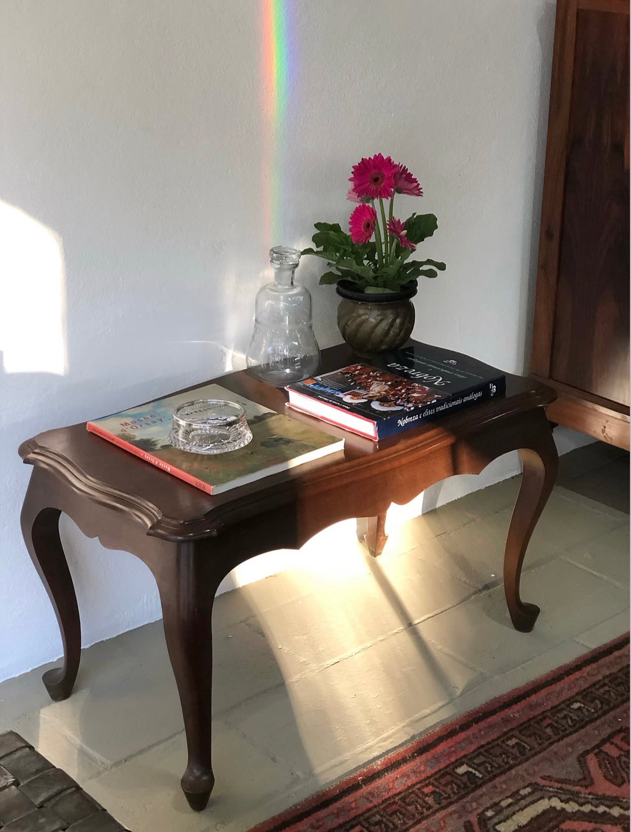 Mesa de centro retangular antiga Chippendale de madeira maciça
