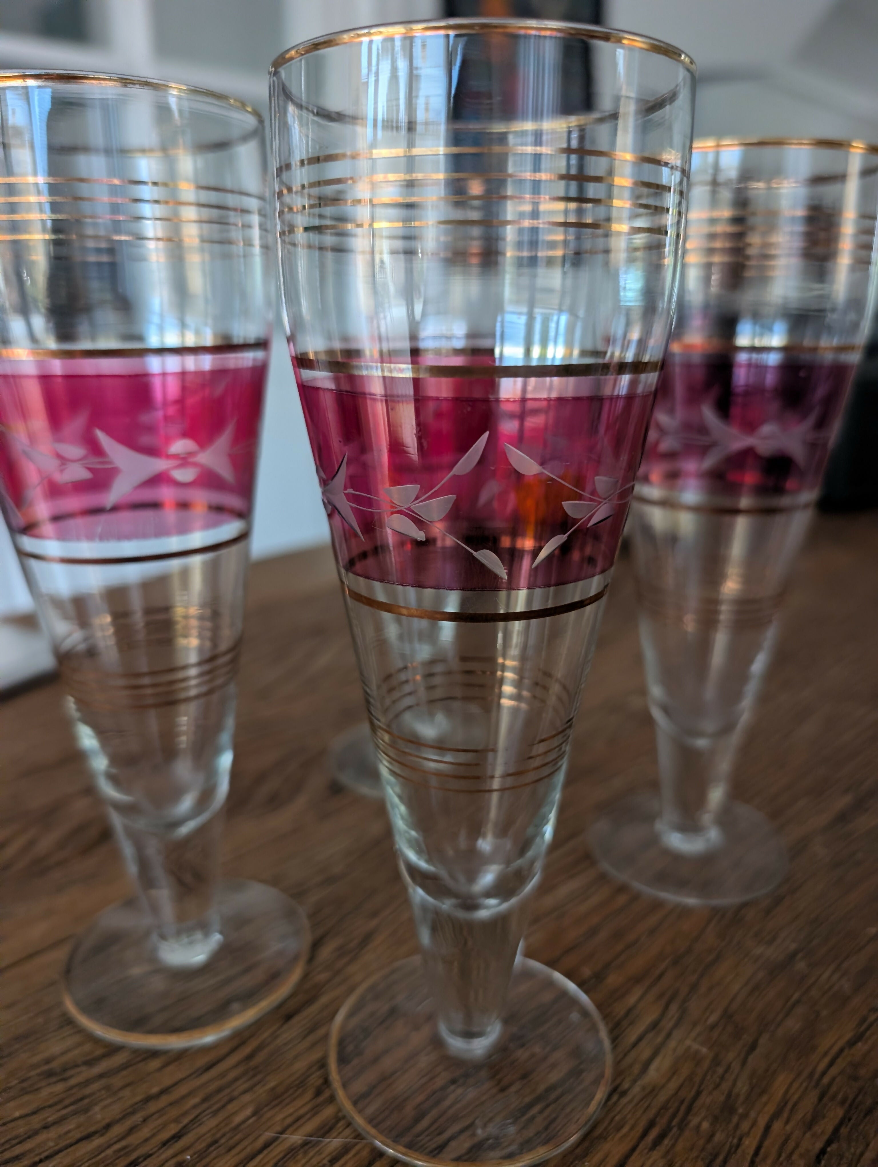 Conjunto de 4 Tulipas cristal - década 60